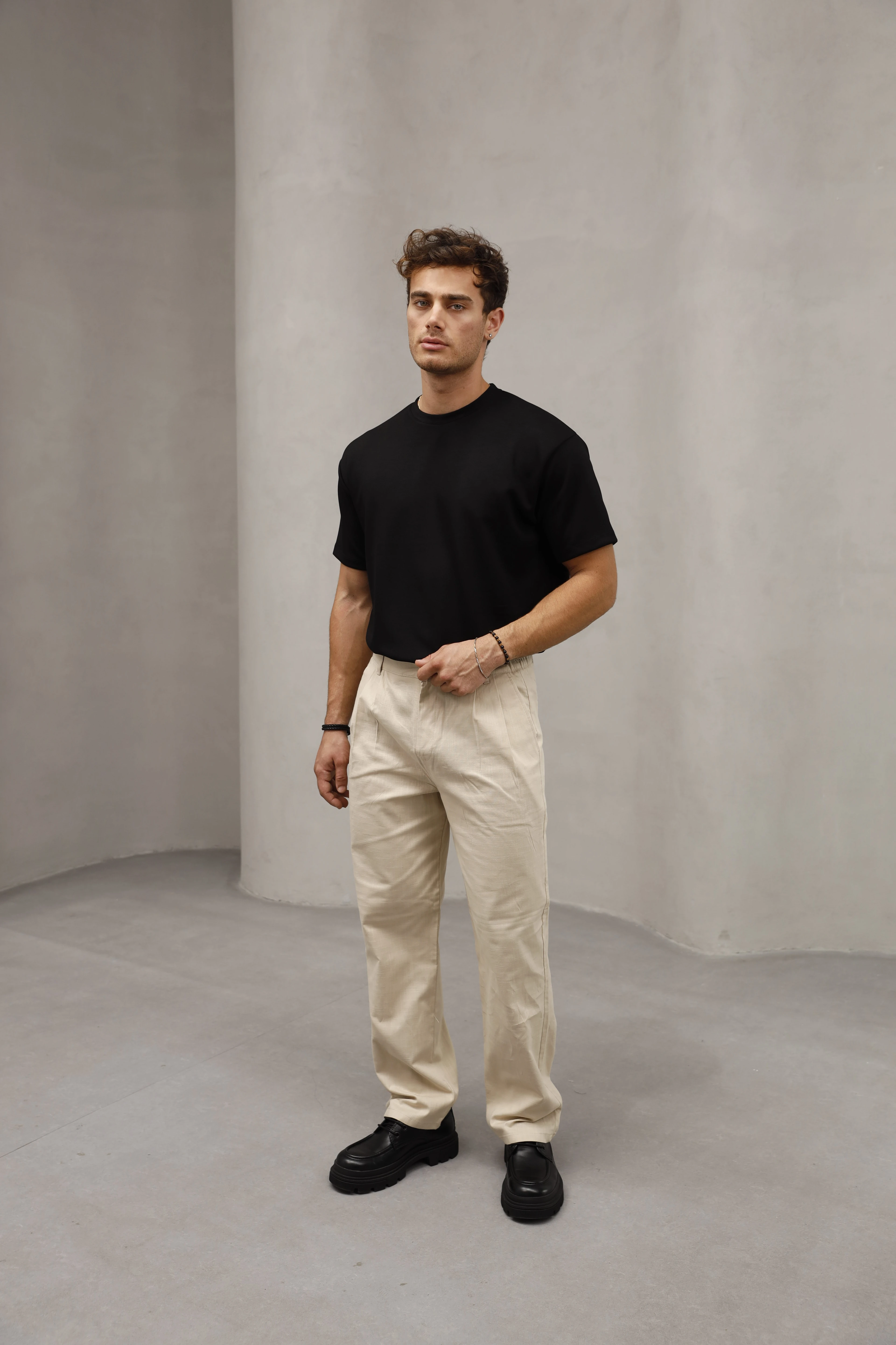 GVZ7032 Baggy Keten Pantolon - Bej