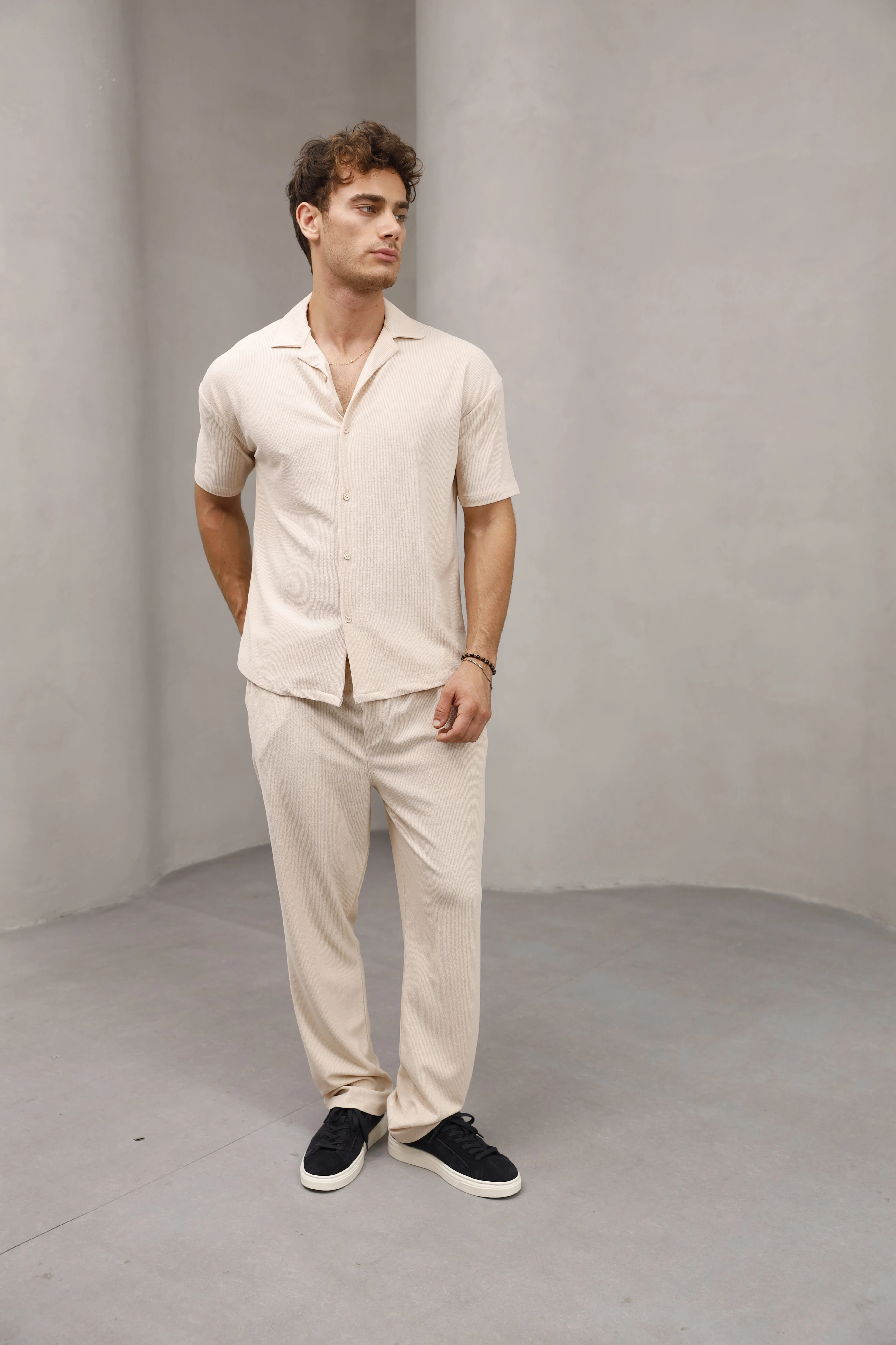 GVZ5032 Örme Gömlek - Krem