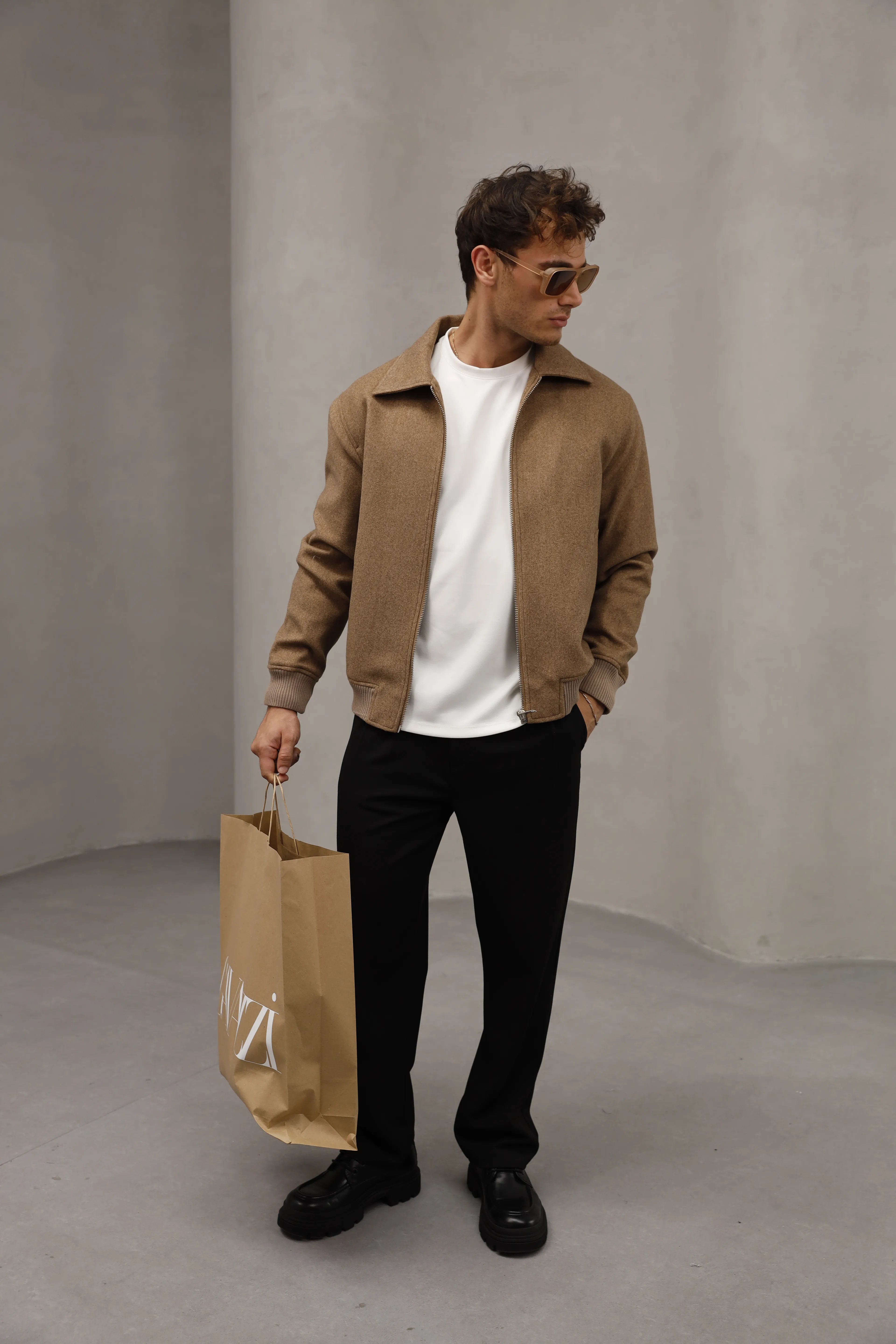 GVZ1062 Ribanalı Kaşe Mont - Camel