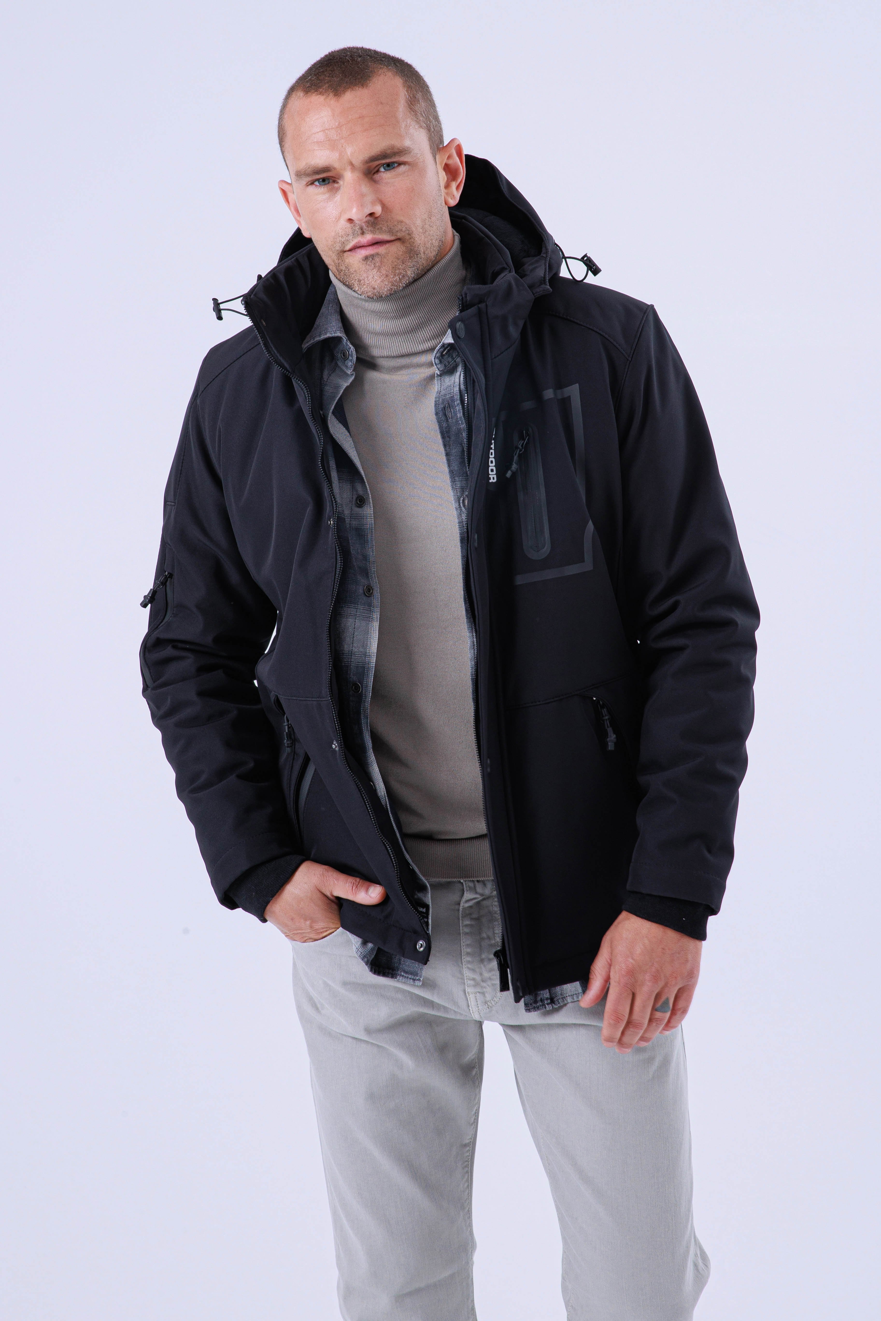 GVZ758 Battal Beden Gavazzi Outdoor Kapitone İçi Kürklü Softshell Mont