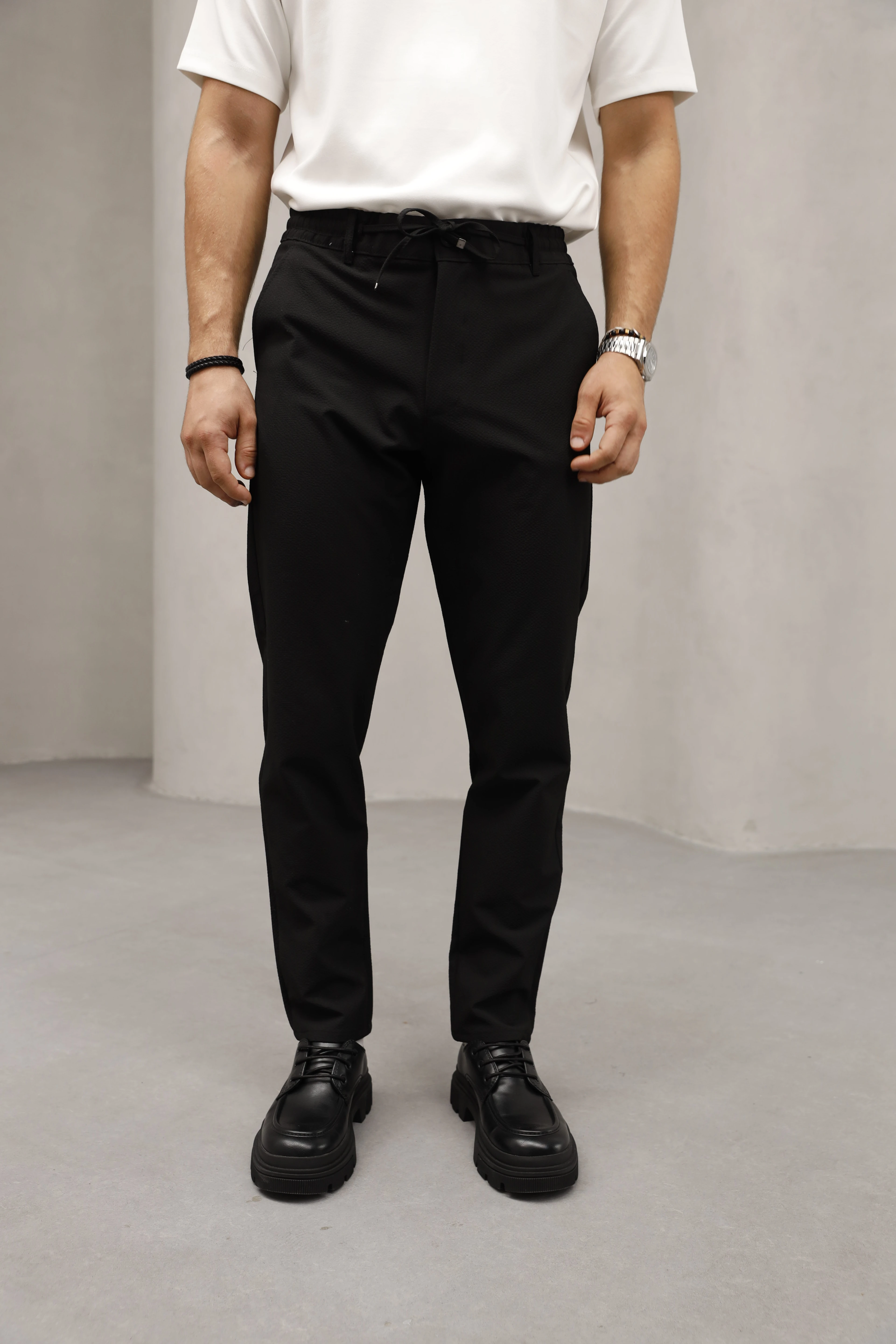 GVZ7036 Gofre Pantolon - Siyah