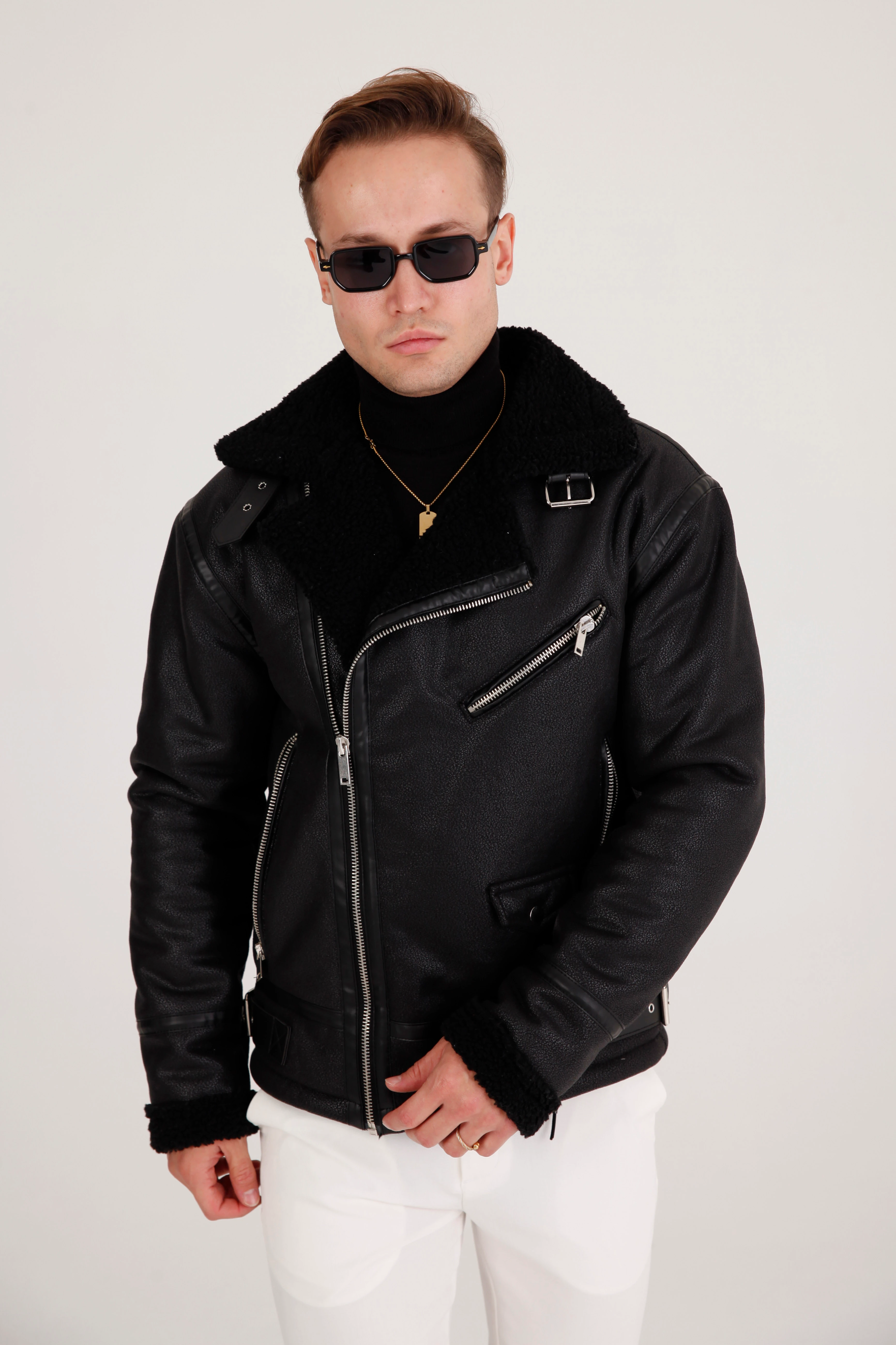 GVZ1018 Kürklü Lamine Deri Mont