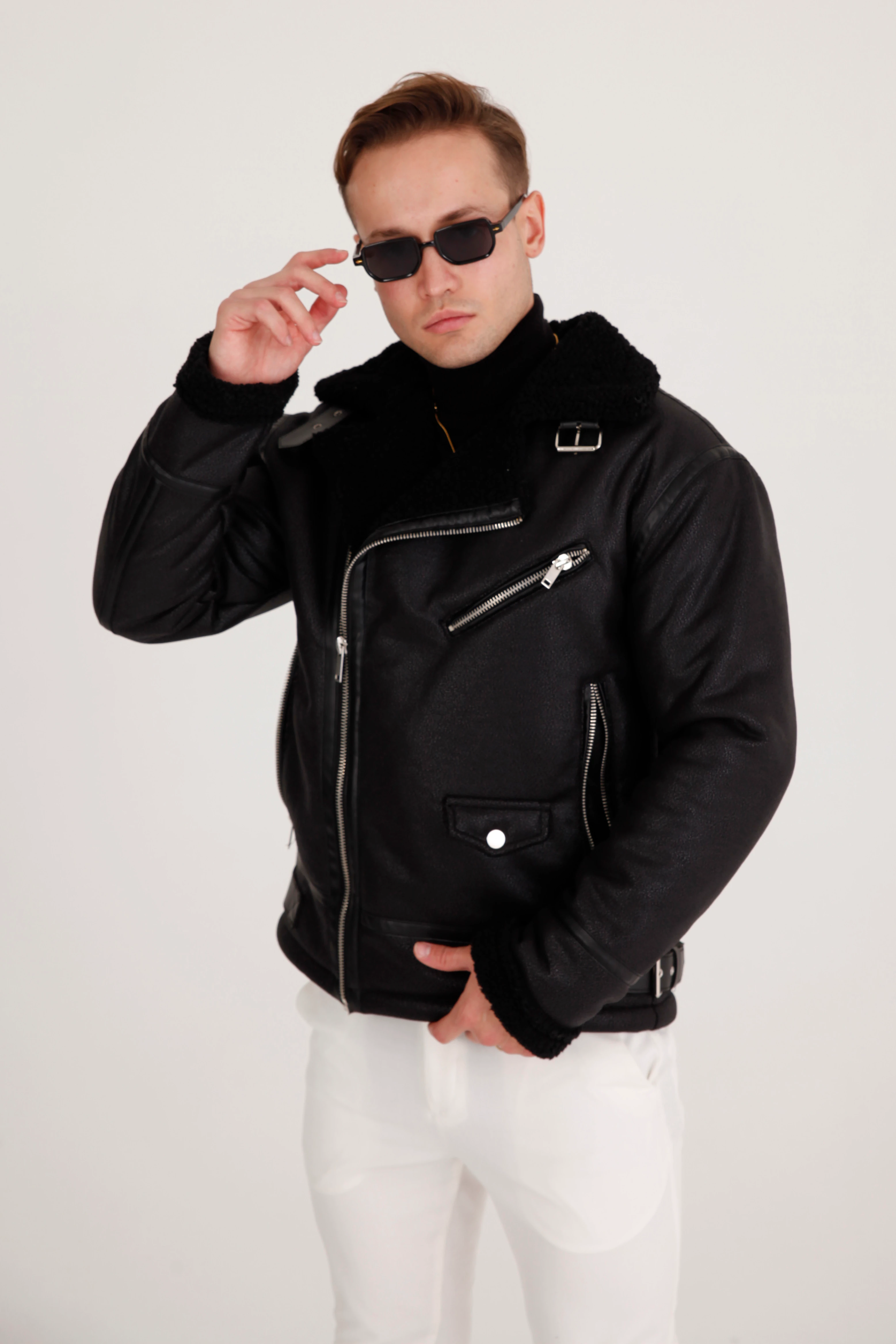 GVZ1018 Kürklü Lamine Deri Mont