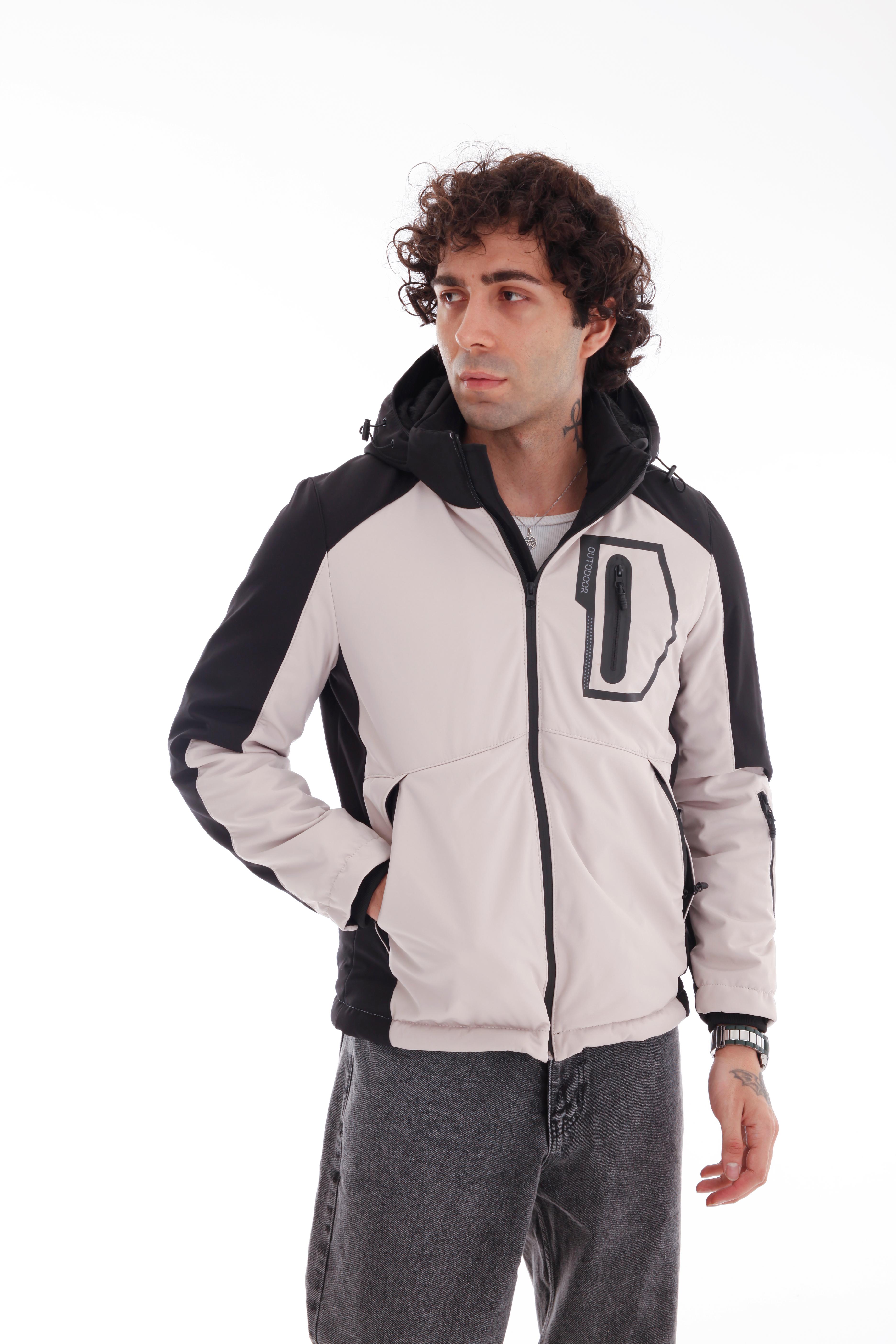 GVZ1028 Battal Beden Gavazzi Outdoor Kapitone İçi Kürklü Çift Renkli Softshell Mont