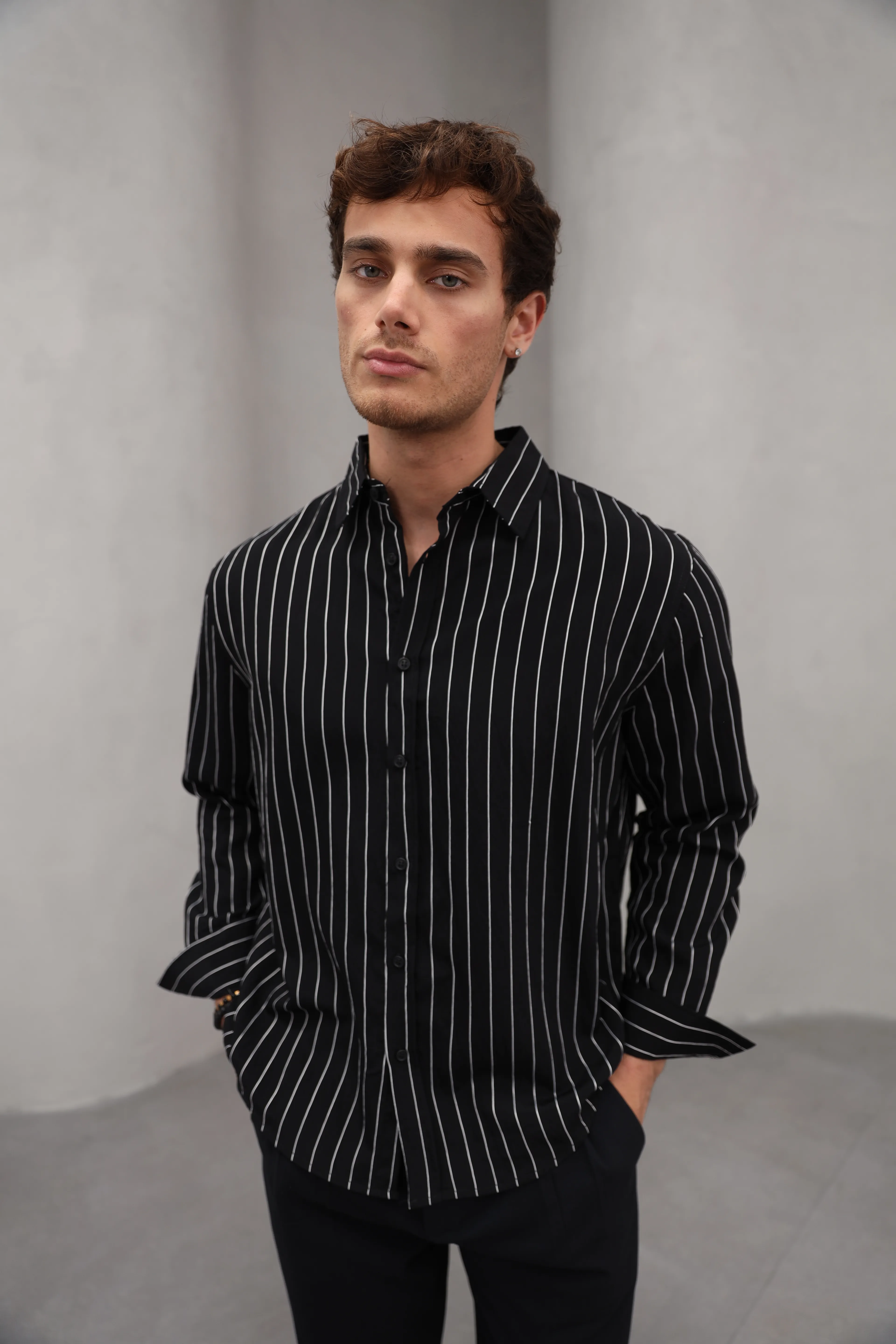 GVZ5050 Gavazzi Çizgili Rahat Kalıp Modal Gömlek