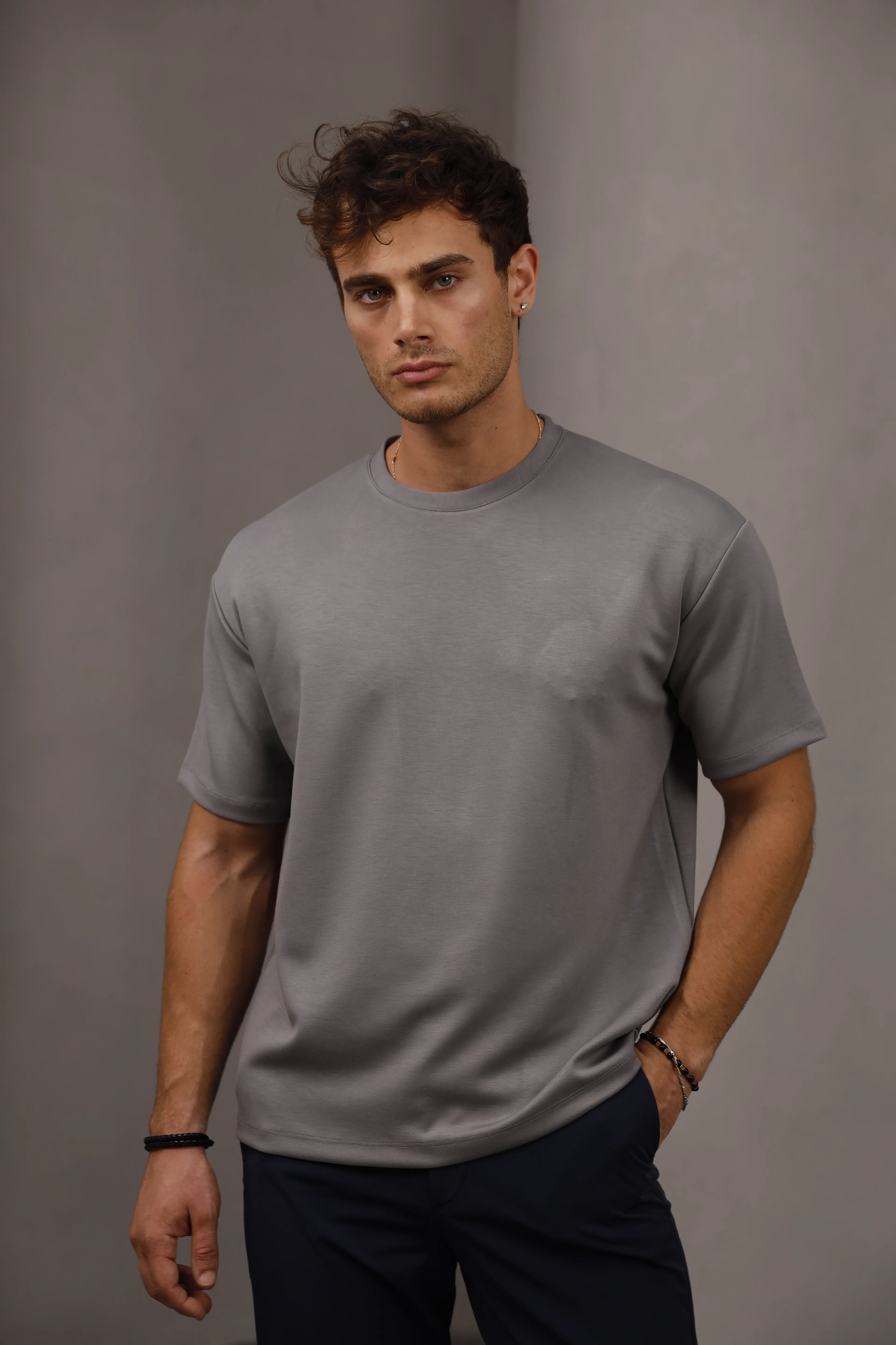 GVZ8012 Örme Tişört - Gri