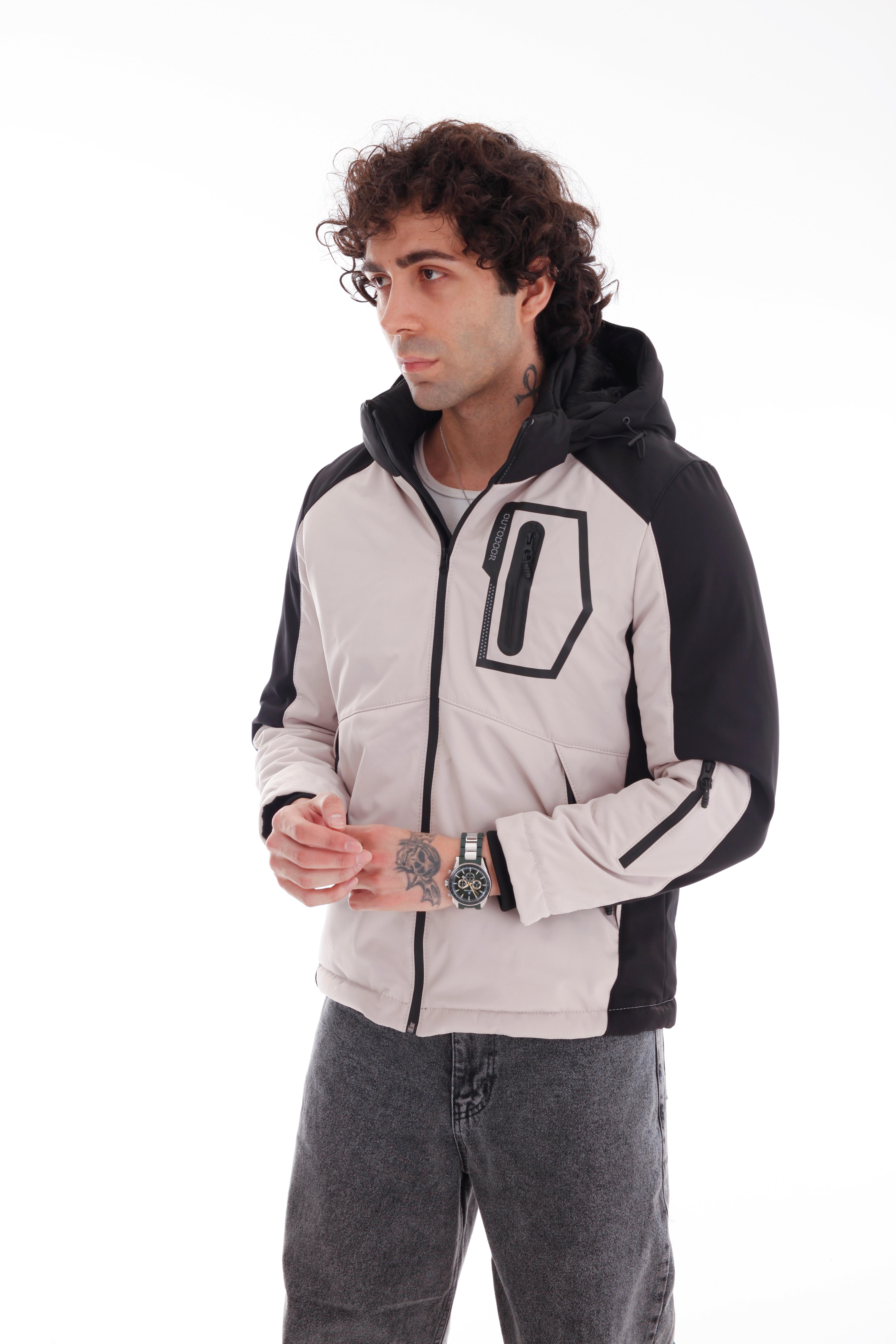 GVZ1028 Battal Beden Gavazzi Outdoor Kapitone İçi Kürklü Çift Renkli Softshell Mont