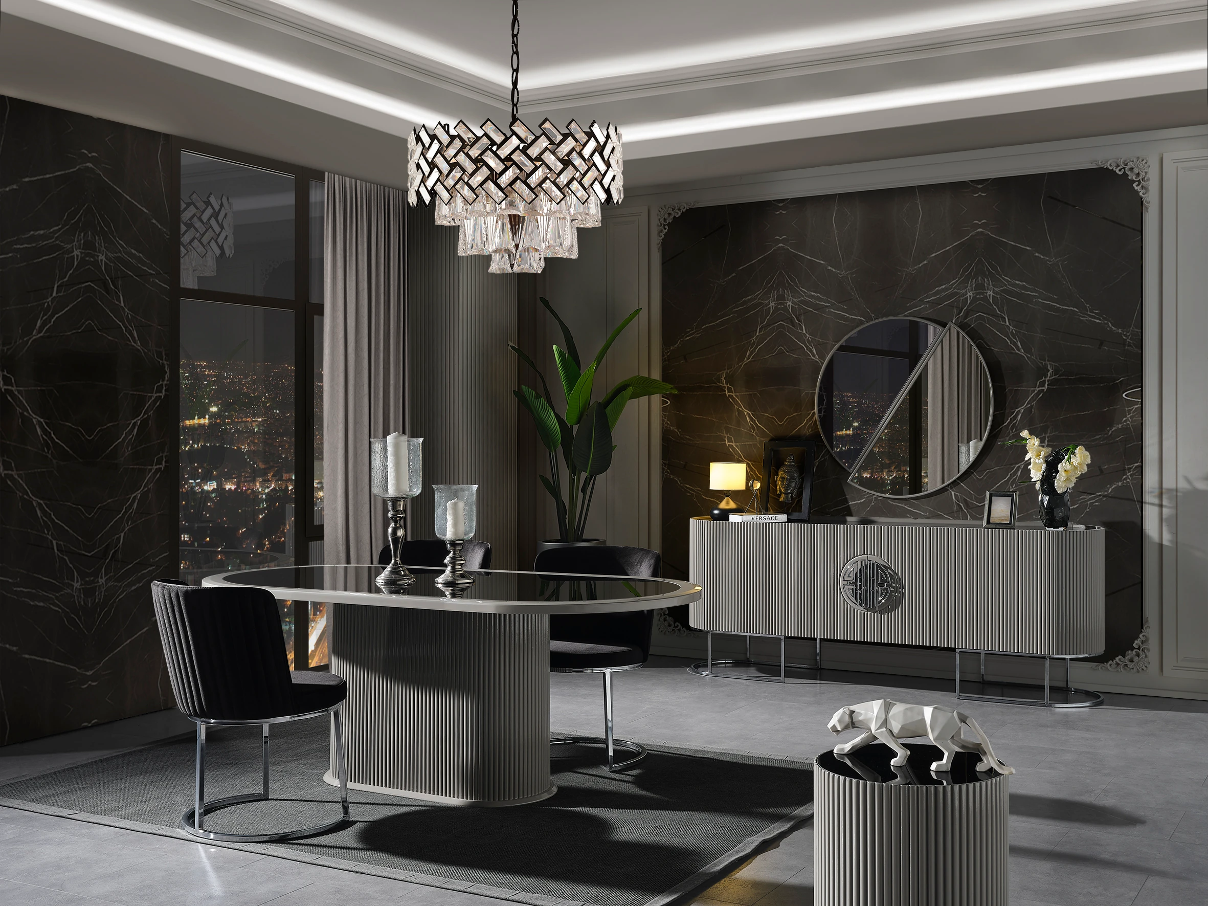 Gucci Duman Gri Yemek Odası