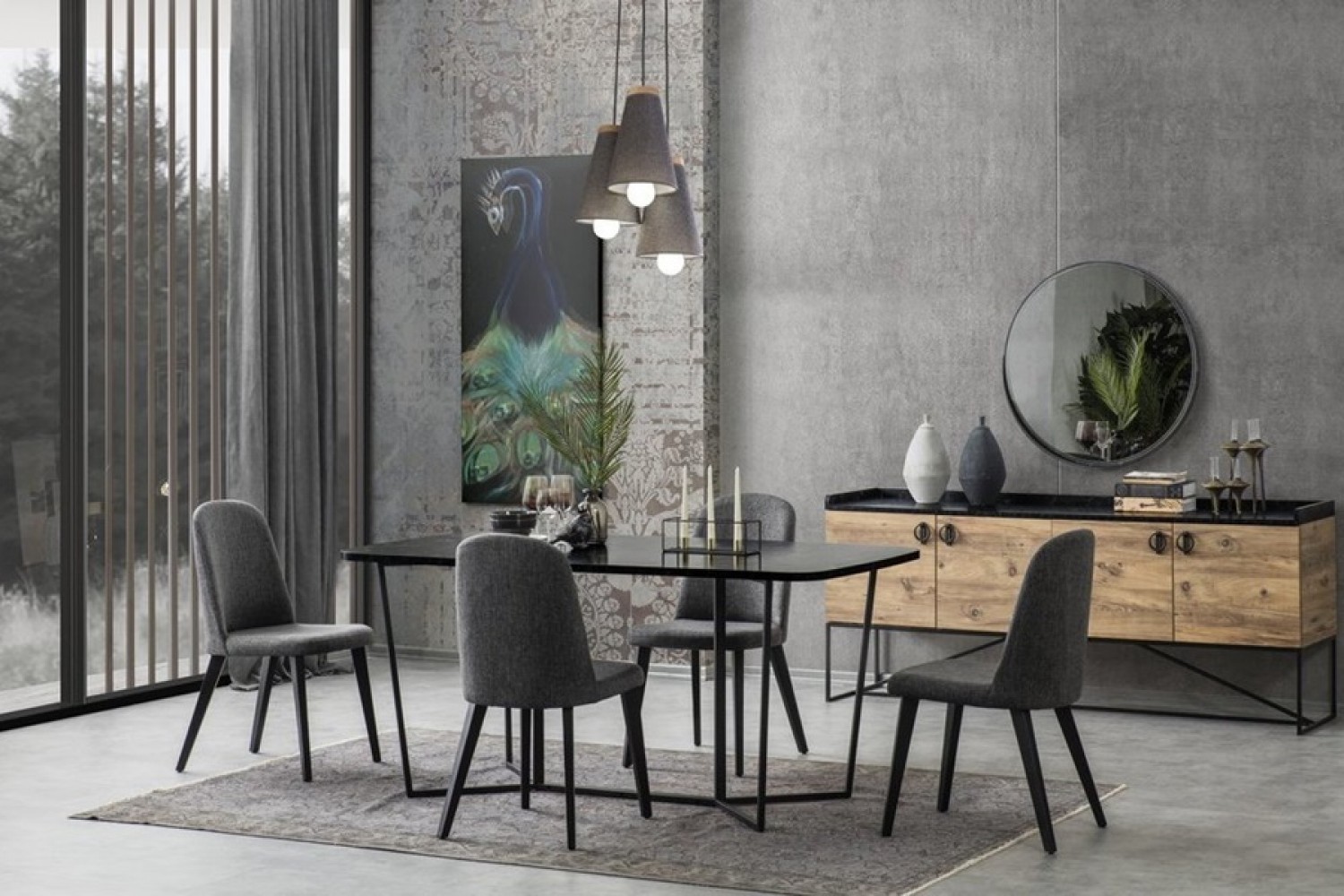 Loft Metal Yemek Odası Takımı