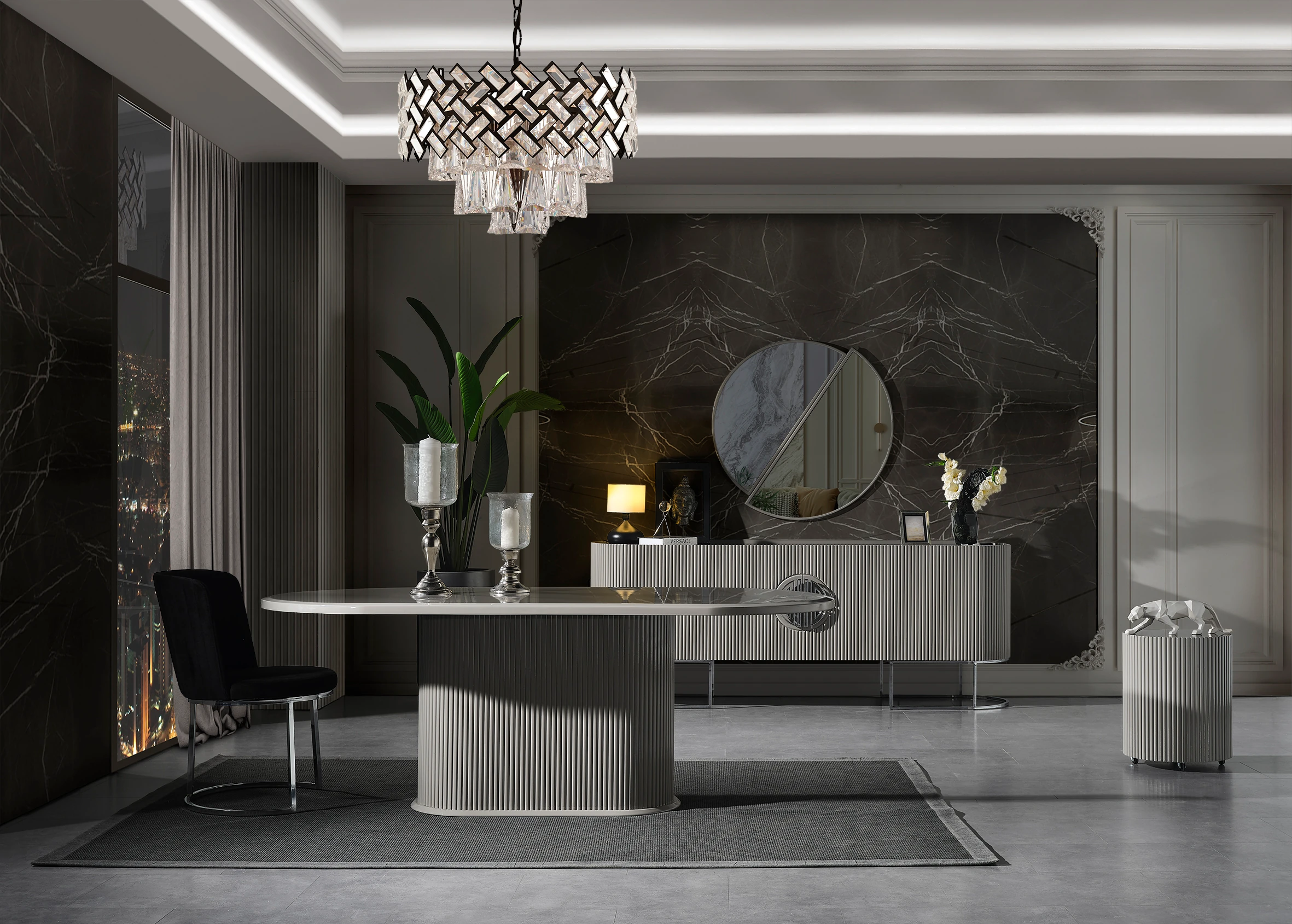 Gucci Duman Gri Yemek Odası