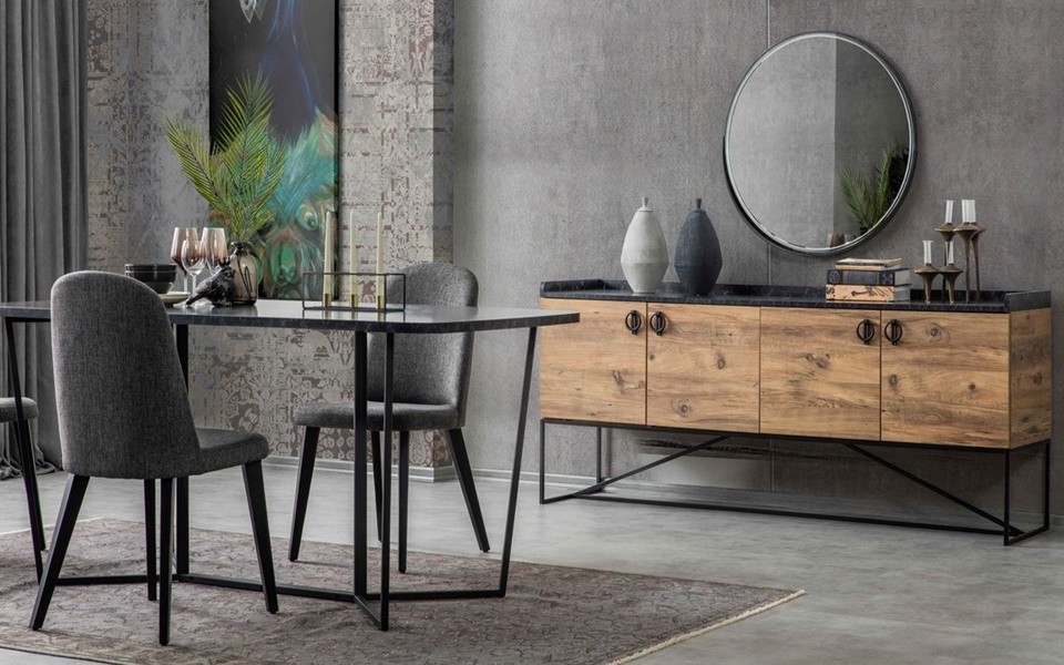 Loft Metal Yemek Odası Takımı