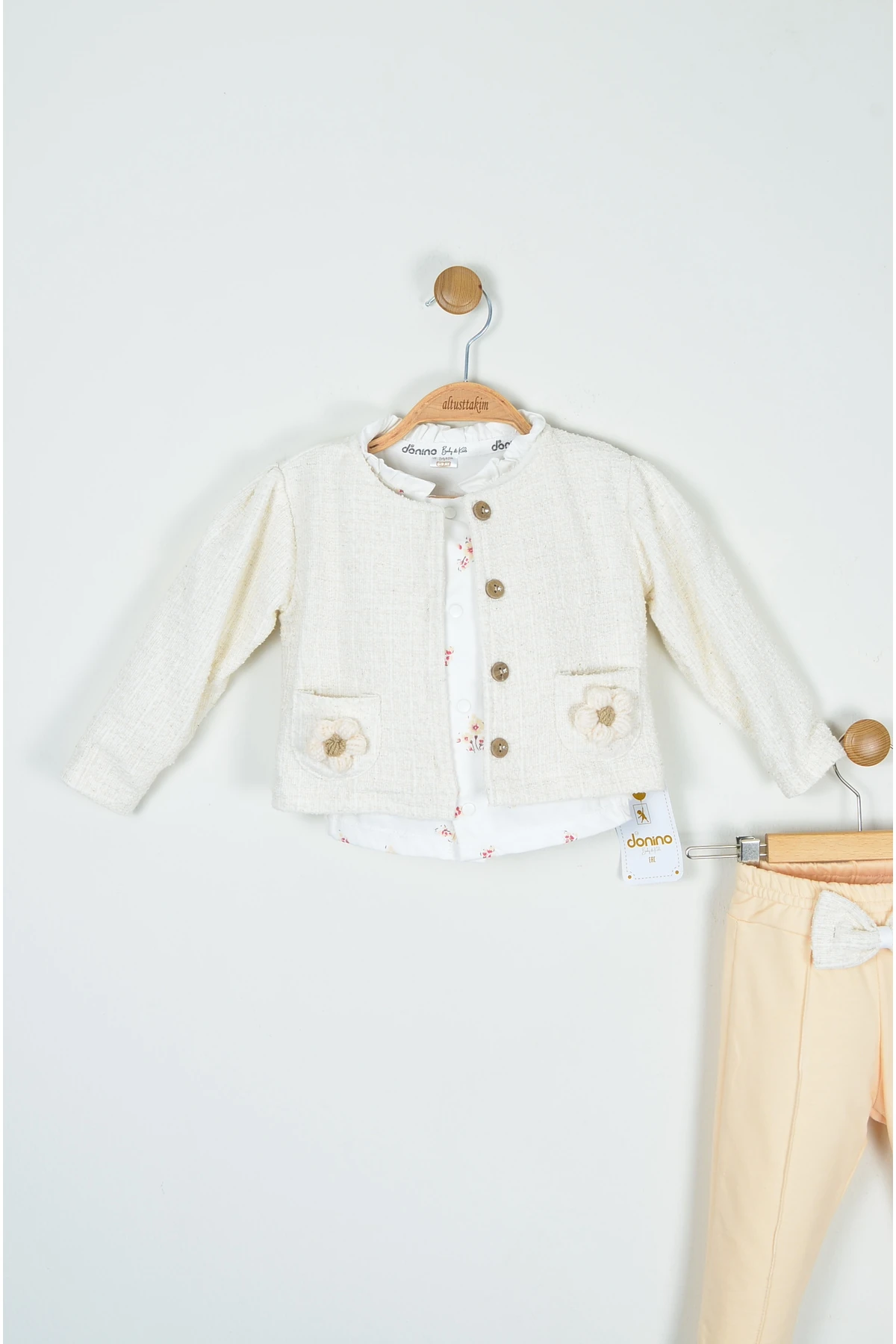 %100 Pamuklu Tuvit Ceketli Kız Bebek Takımı (6-24 Ay)