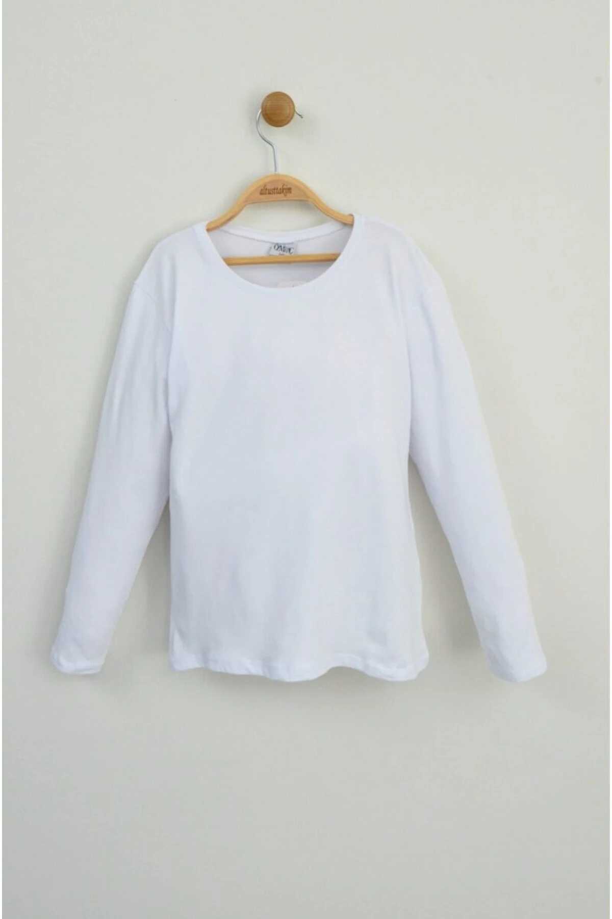 23 Nisan Kız Çocuk Uzun Kollu Düz Beyaz Badi (6-13 Yaş)