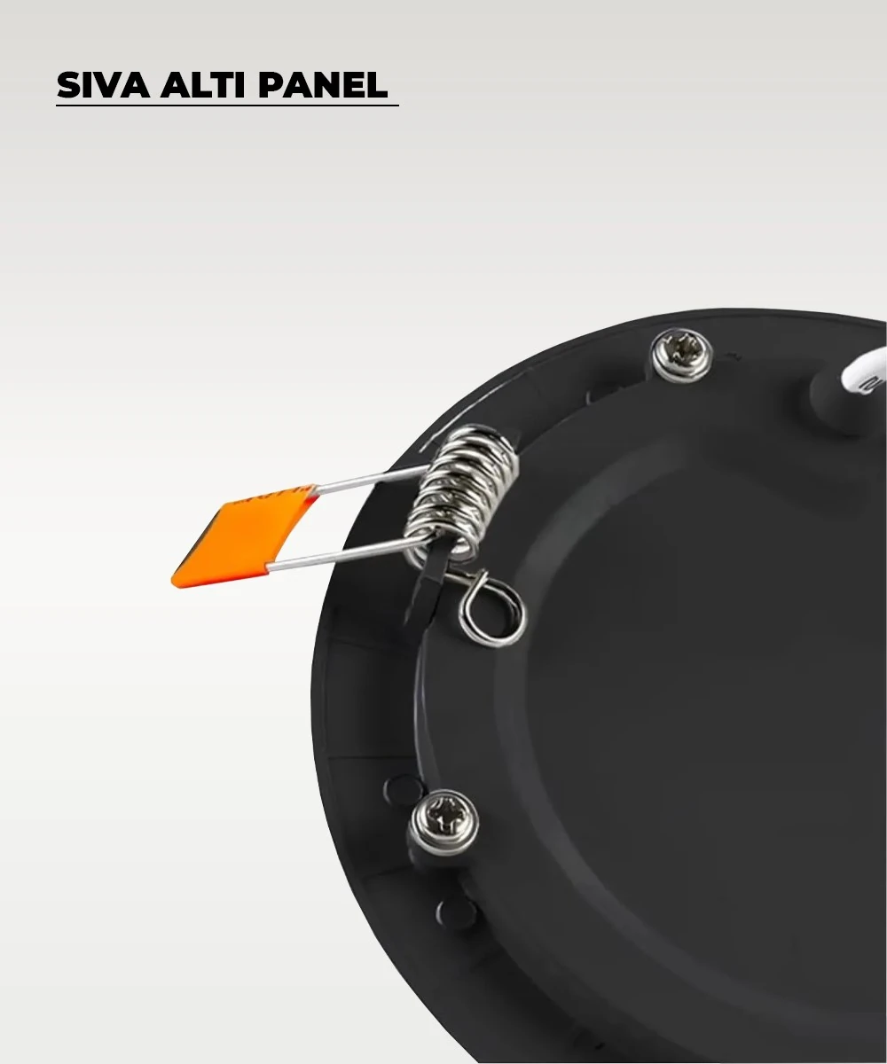 9W Siyah Sıva Altı Yuvarlak Led Panel 3200K Sarı Işık 2 Adet
