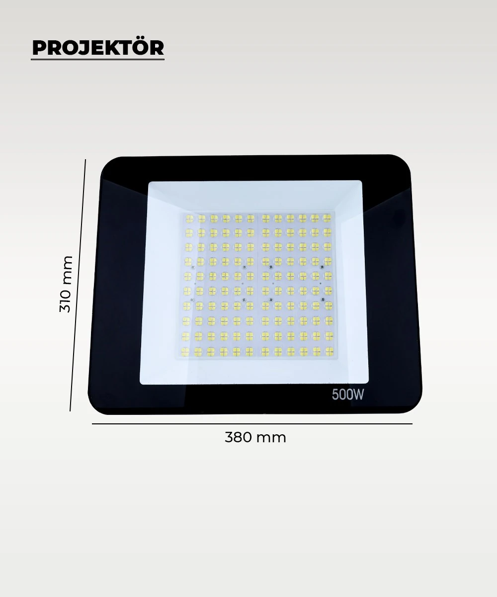 500W Profesyonel LED Projektör 6500K Beyaz Işık – Ultra Güçlü Dış Mekan ...