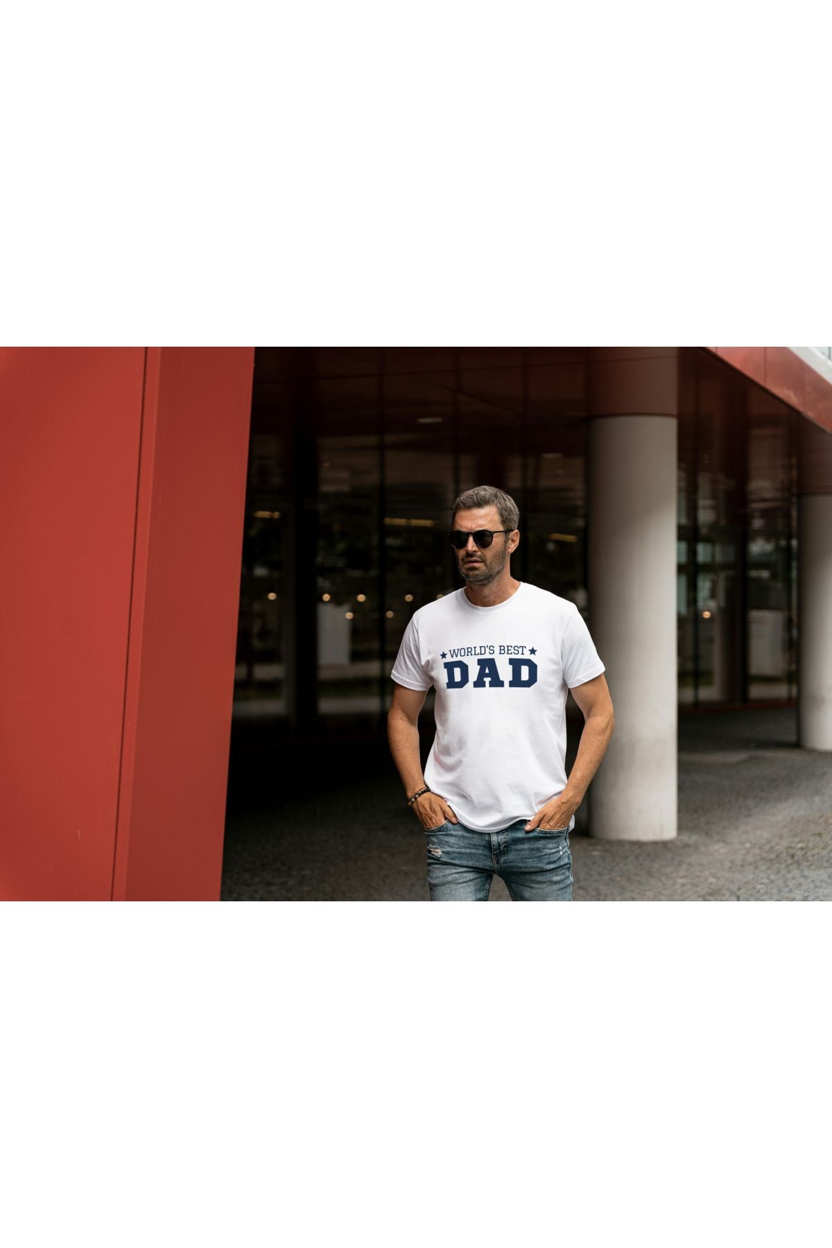 BABA TEMALI BİSİKLET YAKA OVERSİZE T-SHİRT image