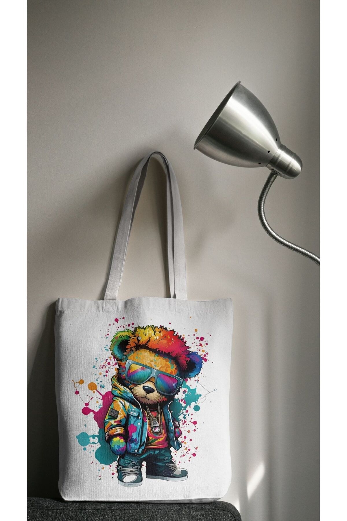 AYICIK TEMALI %100 Pamuklu Ham Bez Çanta