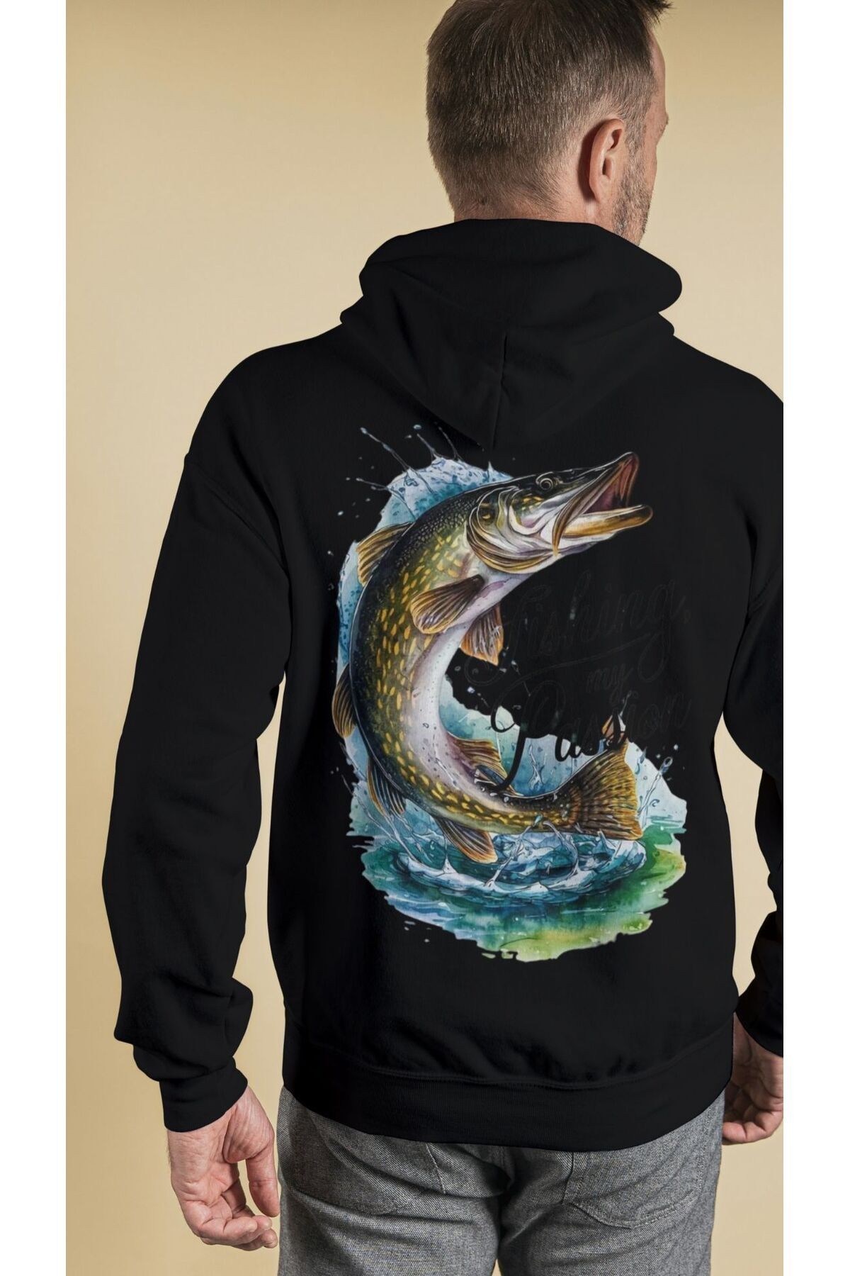BALIKCI SERİSİ KAPŞONLU SWEATSHIRT 3 İPLİK ŞARDONLU main variant image