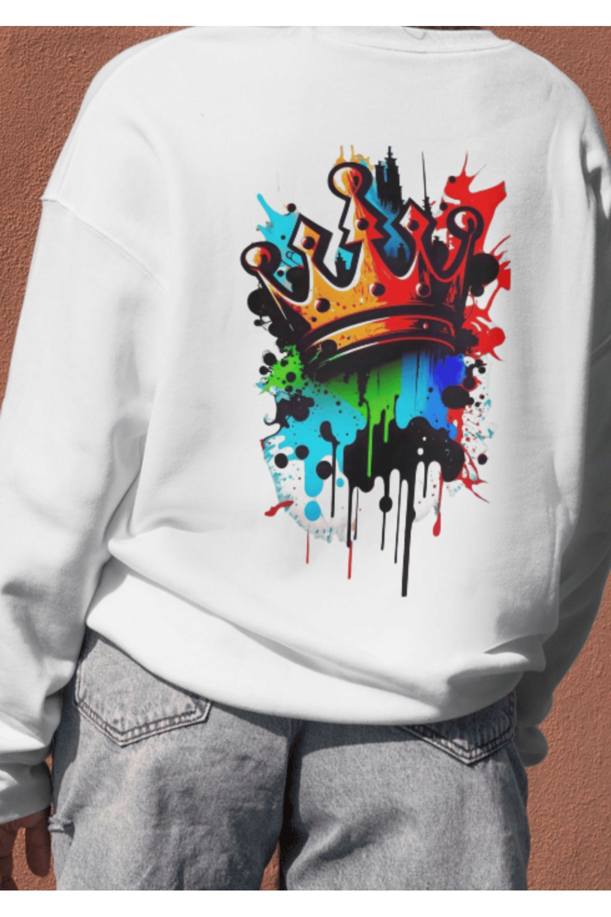 UNISEX BİSİKLET YAKA BASKILI SWEATSHIRT image