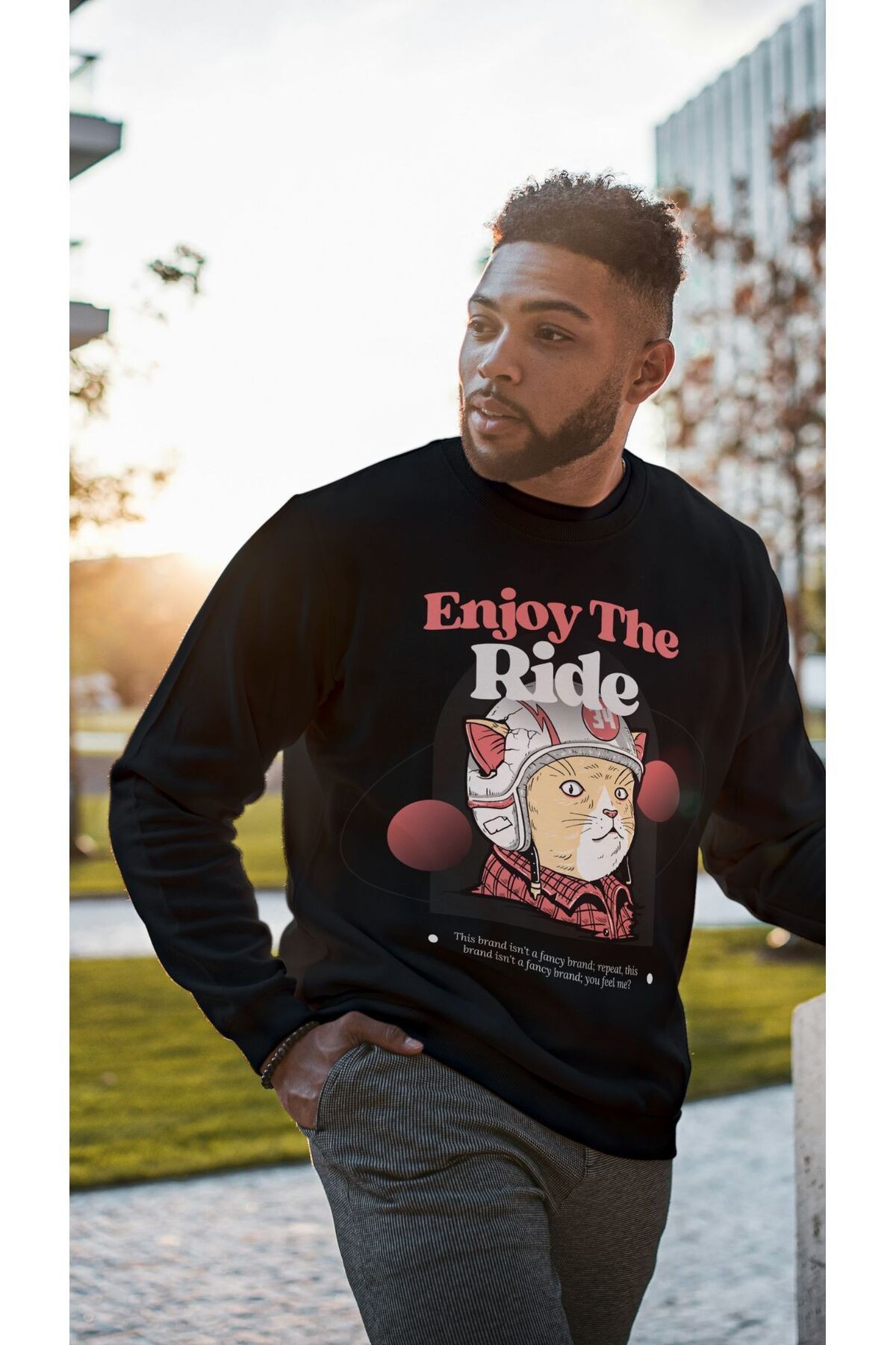 UNİSEX BİSİKLET YAKA SWEATSHIRT 3 İPLİK ŞARDONLU