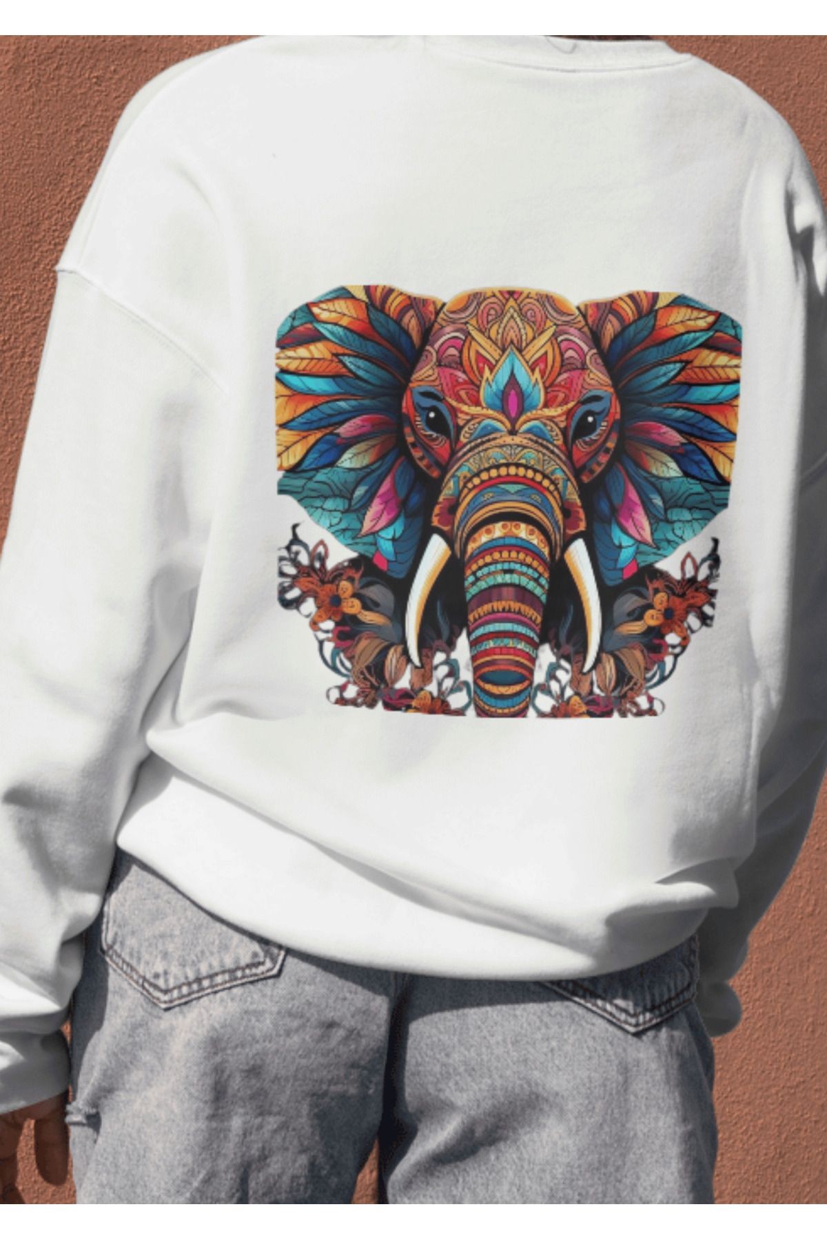 UNISEX BİSİKLET YAKA BASKILI SWEATSHIRT image