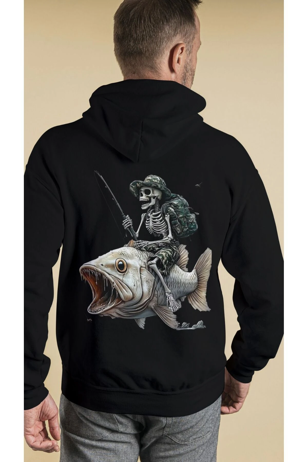 BALIKCI SERİSİ KAPŞONLU SWEATSHIRT 3 İPLİK ŞARDONLU