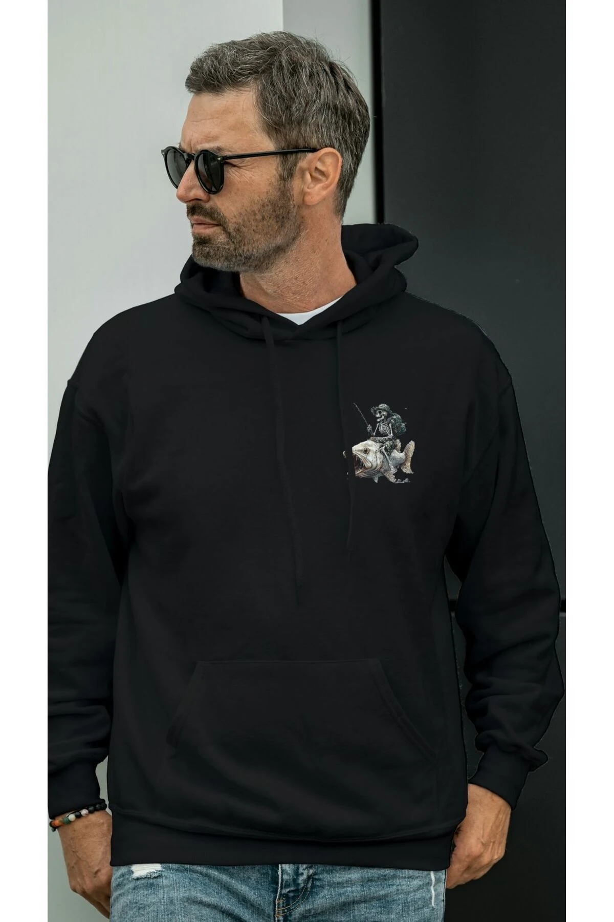 BALIKCI SERİSİ KAPŞONLU SWEATSHIRT 3 İPLİK ŞARDONLU