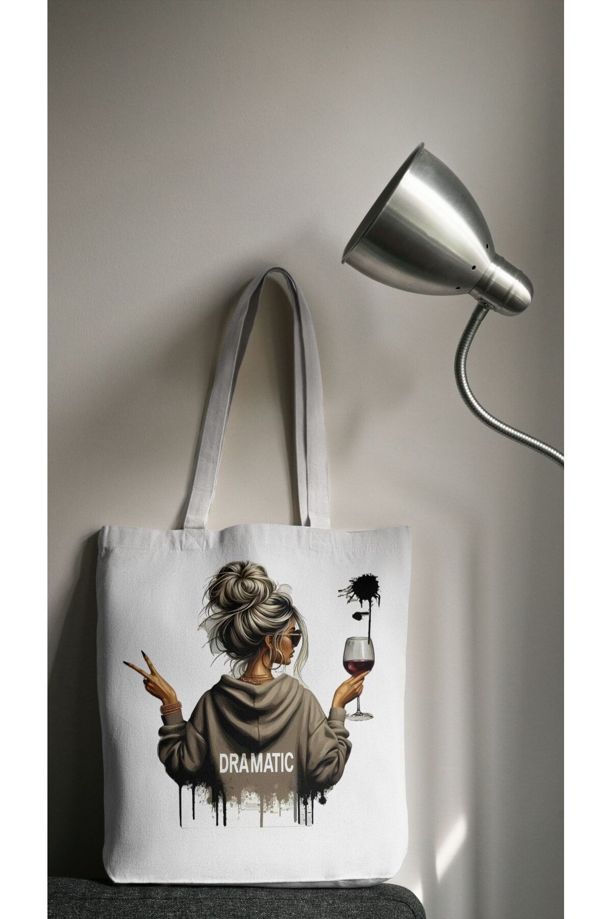 DRAMA TEMALI %100 Pamuklu Ham Bez Çanta