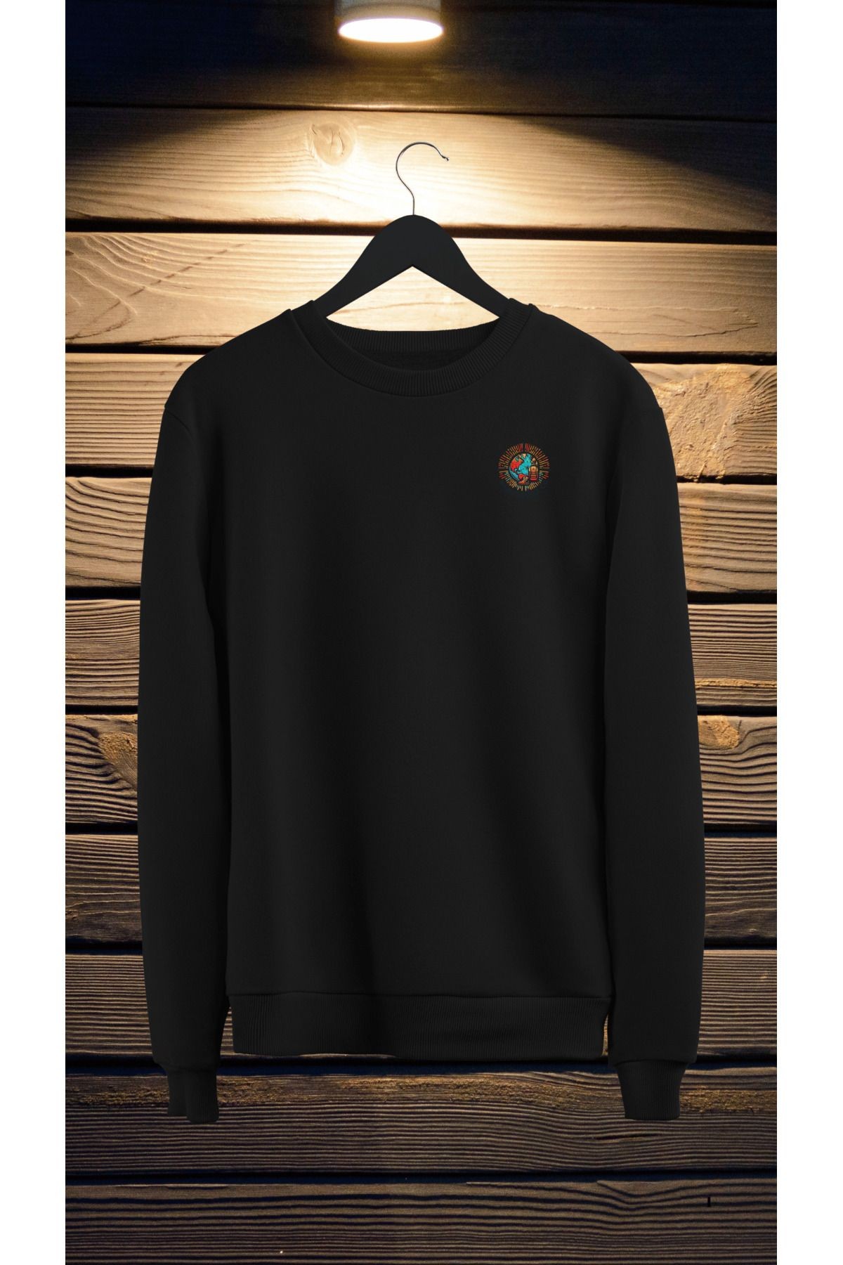 Bisiklet Yaka Baskılı Sweatshirt