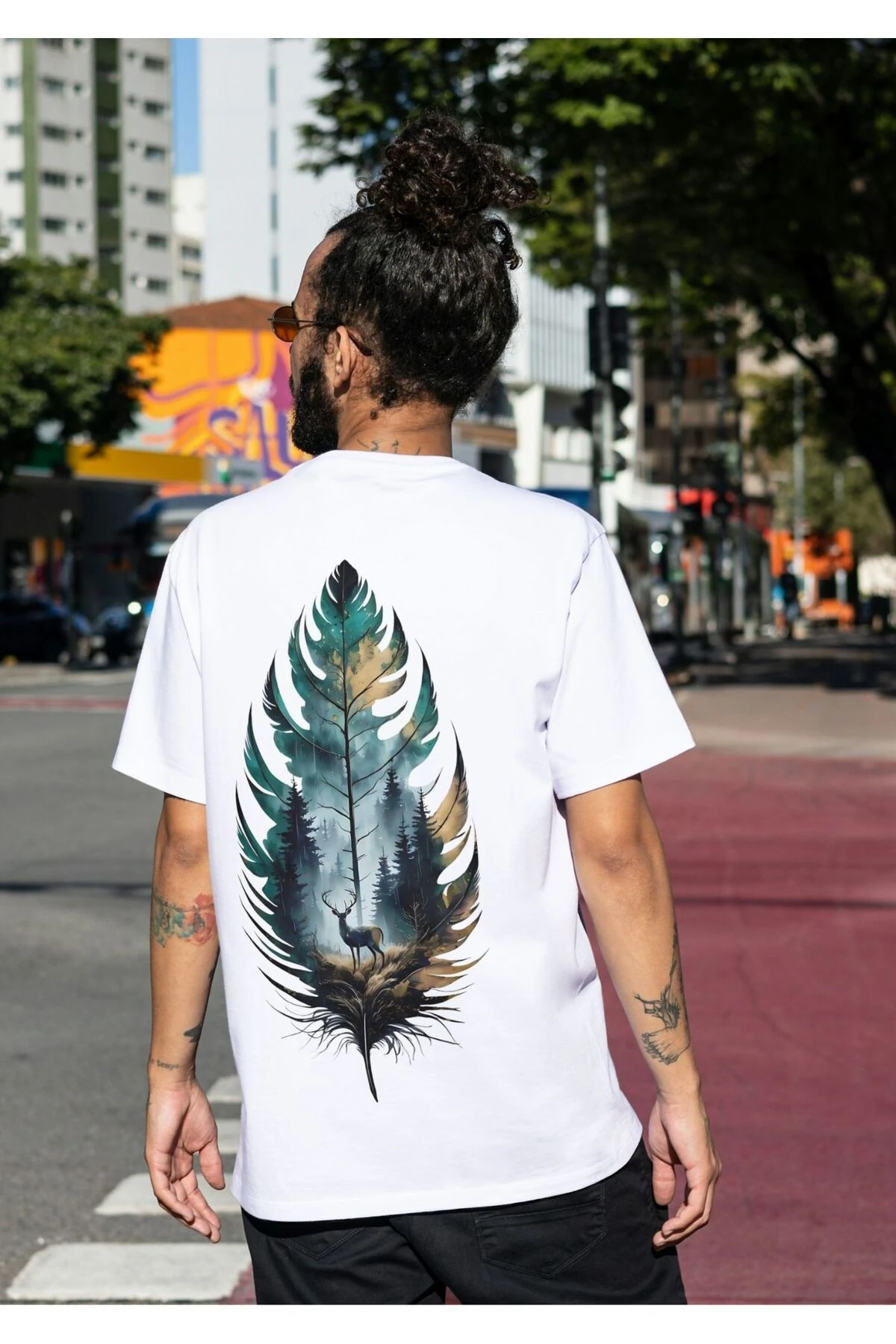 DOĞA TEMALI BİSİKLET YAKA TSHIRT