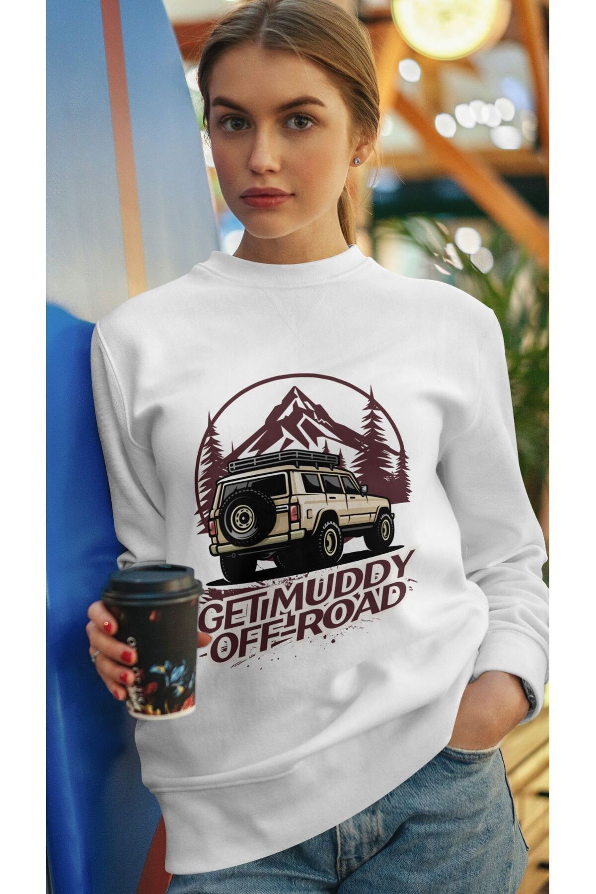 UNİSEX BİSİKLET YAKA SWEATSHIRT 3 İPLİK ŞARDONLU main variant image