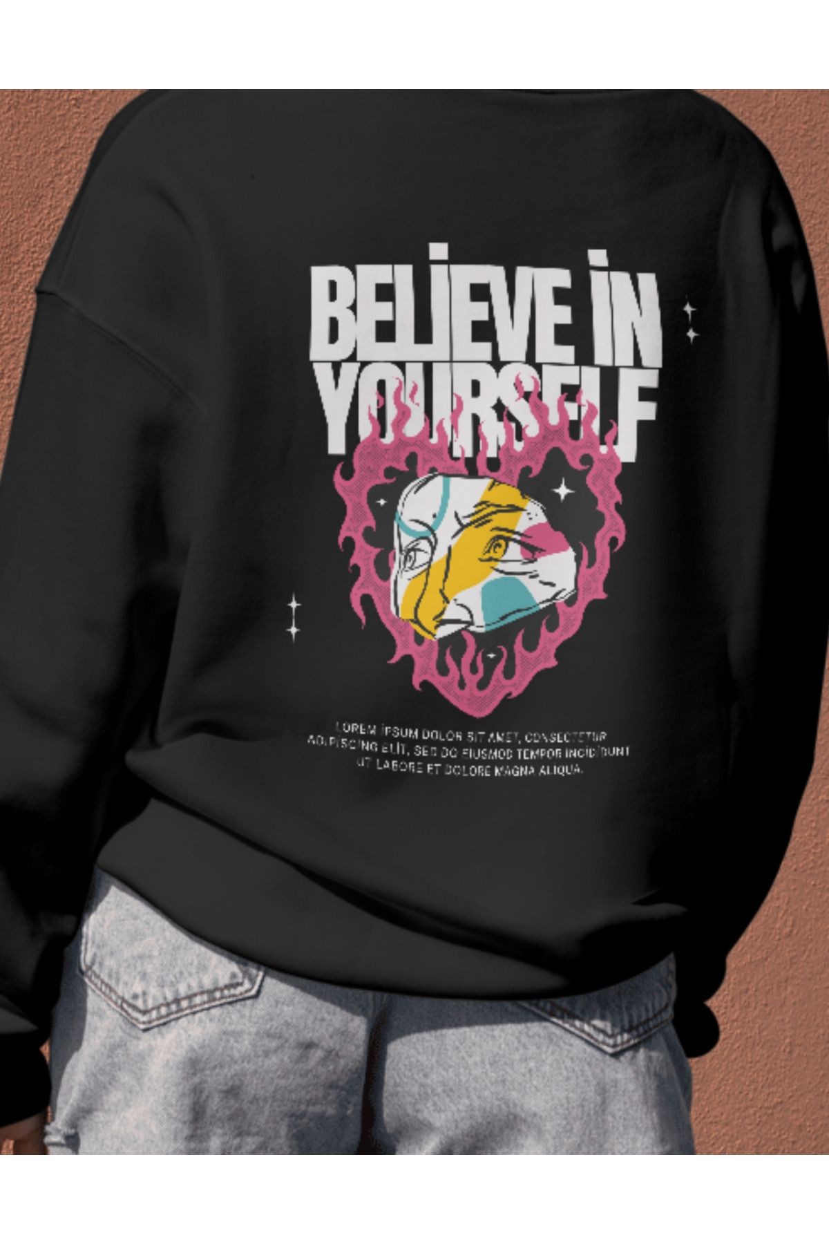 SWEATSHIRT BİSİKLET YAKA SIRT BASKILI UNİSEX main variant image
