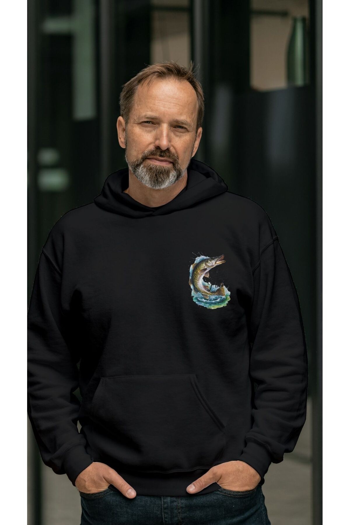 BALIKCI SERİSİ KAPŞONLU SWEATSHIRT 3 İPLİK ŞARDONLU