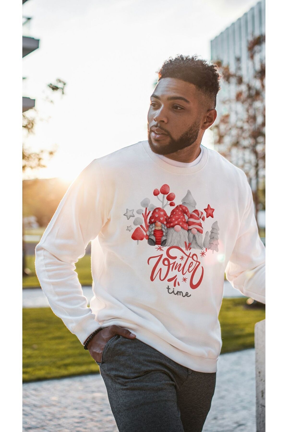 UNİSEX BİSİKLET YAKA SWEATSHIRT 3 İPLİK ŞARDONLU
