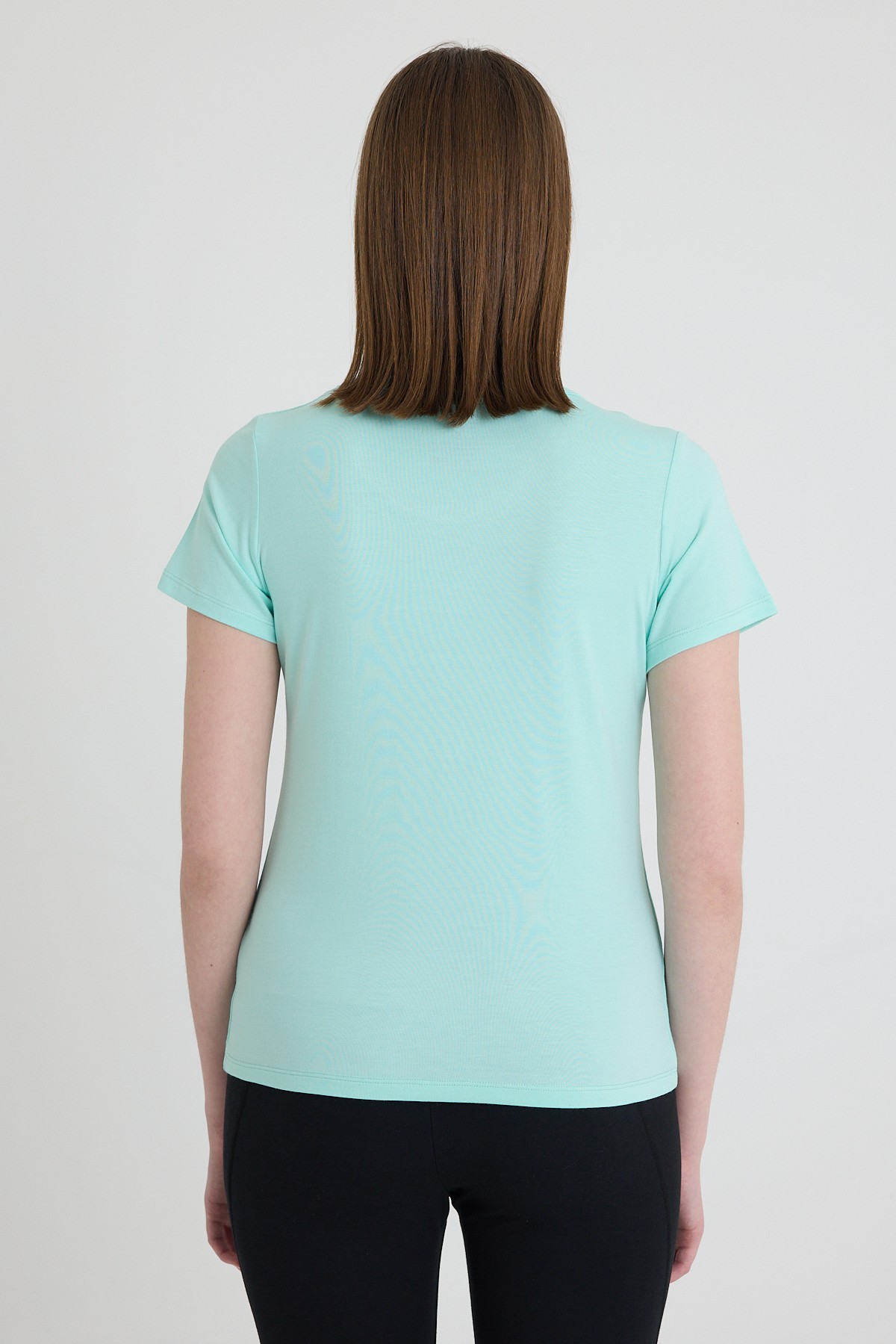Becky Sıfır Yaka Bambu Kadın Tişört - Mint Green