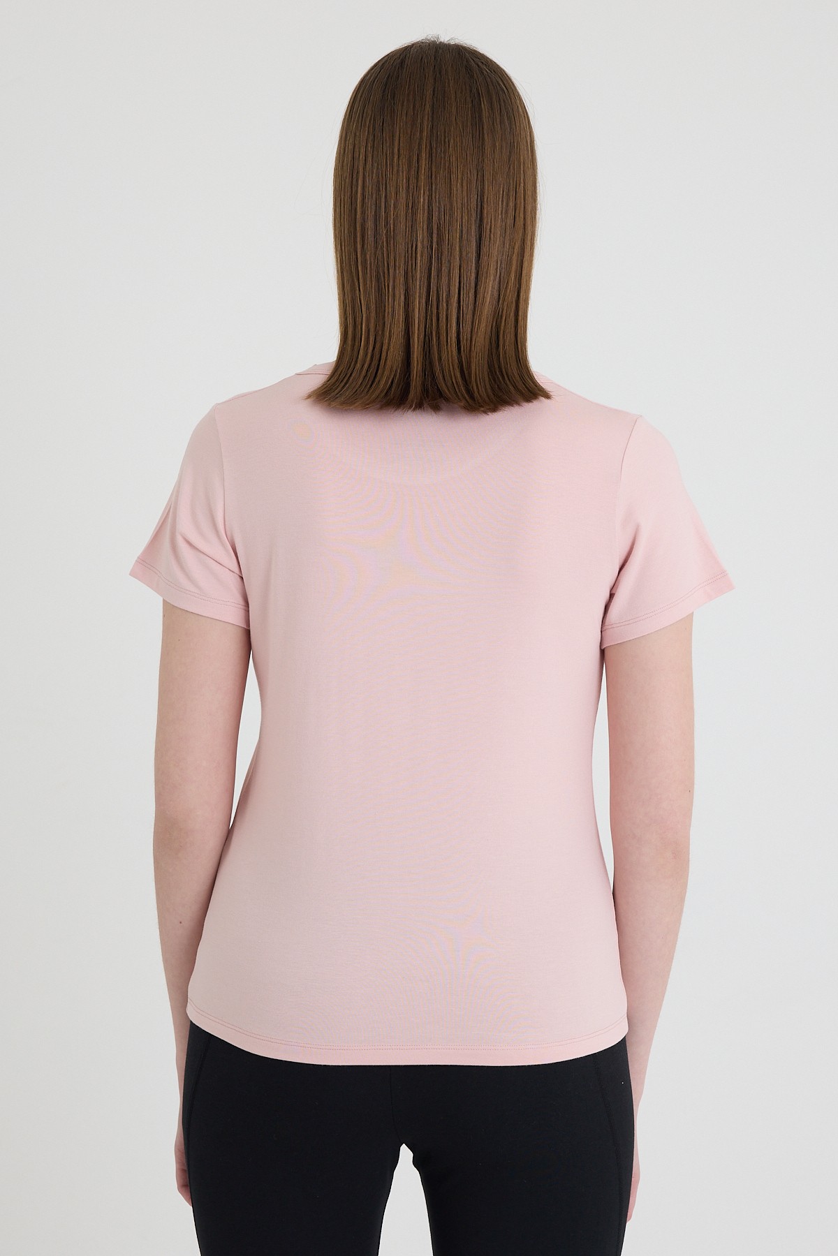 Sıfır Yaka Bambu Kadın Tişört - Powder Pink