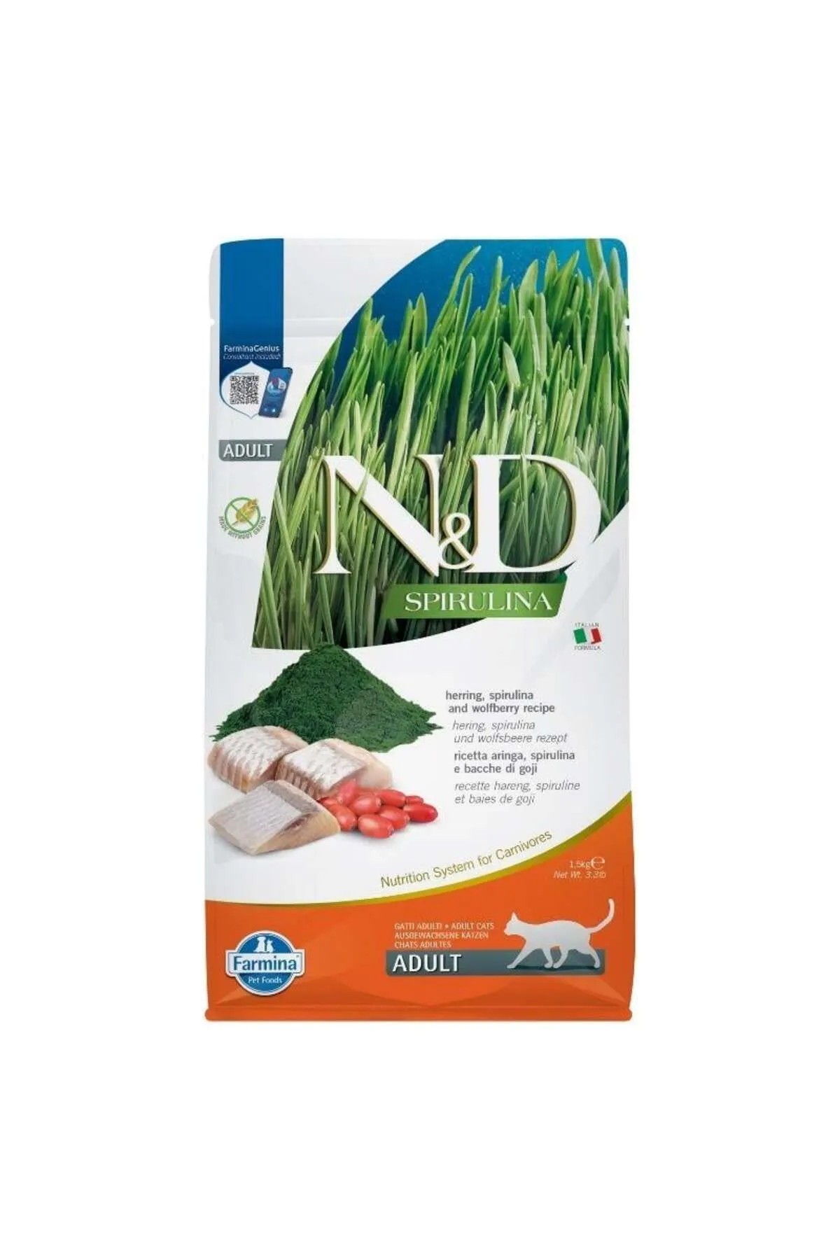 N&D SPIRULINA HERRING CAT ADULT 1.5 KG