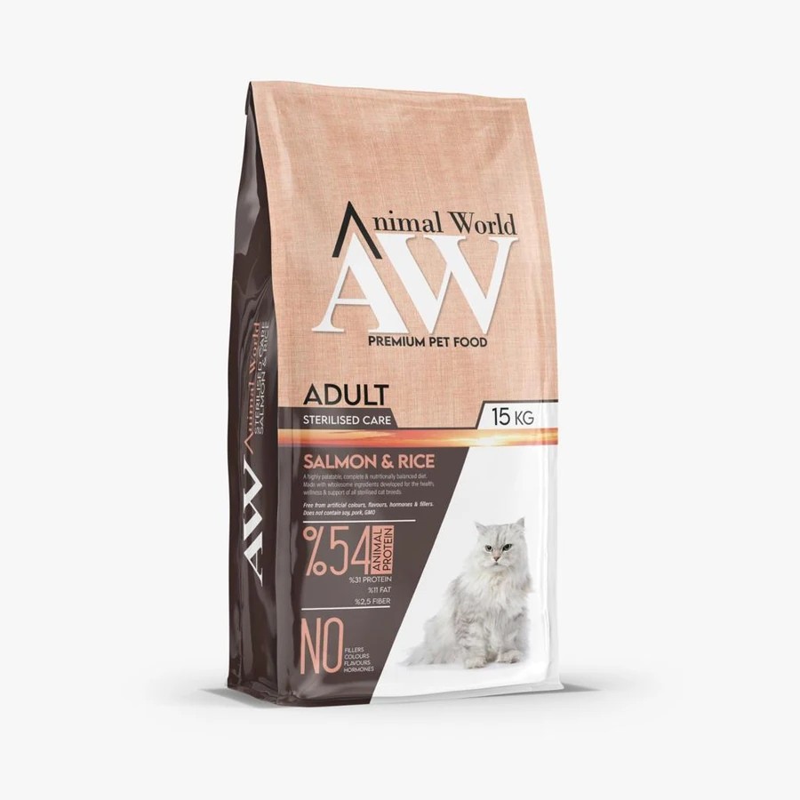 ANİMAL WORLD KEDİ STERİL SOMON 15 KG