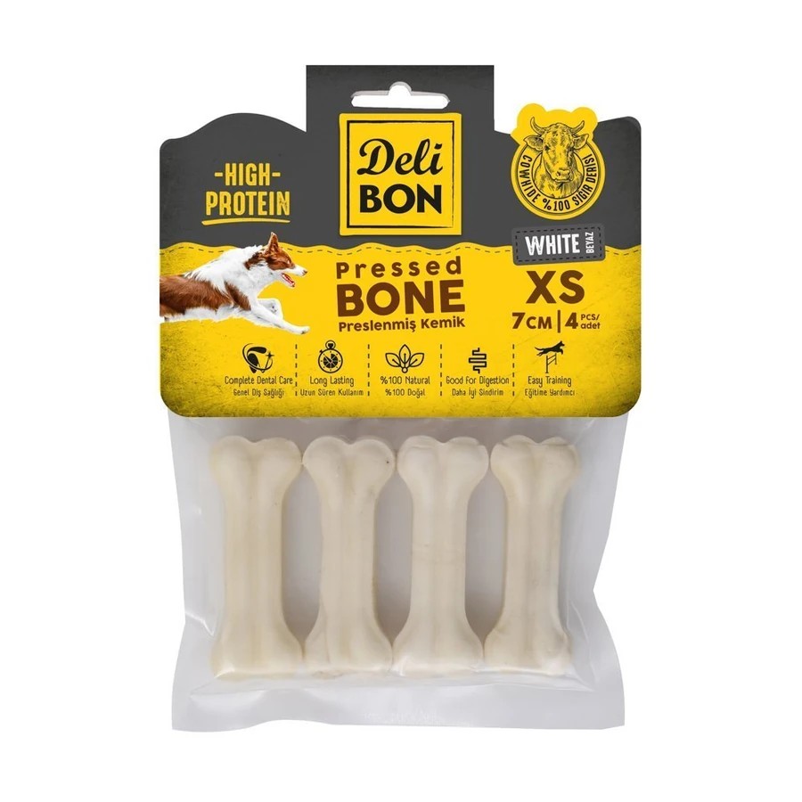 DERİ PRES KEMİK 7CM XS BOY 4LÜ PAKET BEYAZ BEYAZ 7CMX4AD.