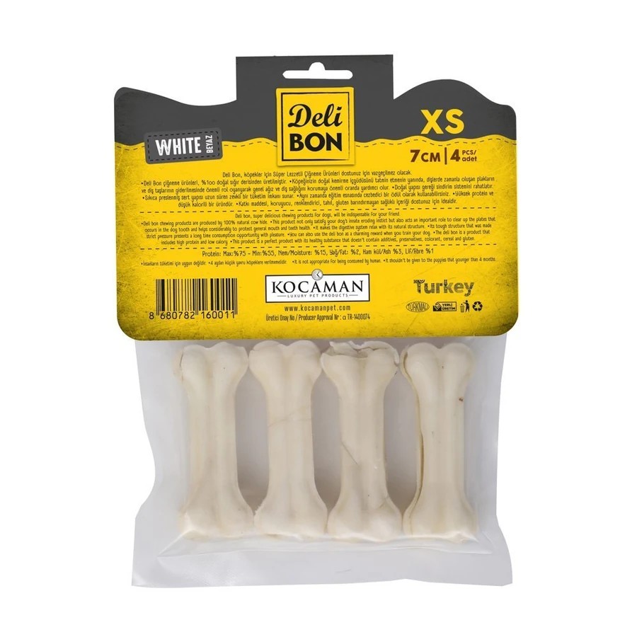 DERİ PRES KEMİK 7CM XS BOY 4LÜ PAKET BEYAZ BEYAZ 7CMX4AD.