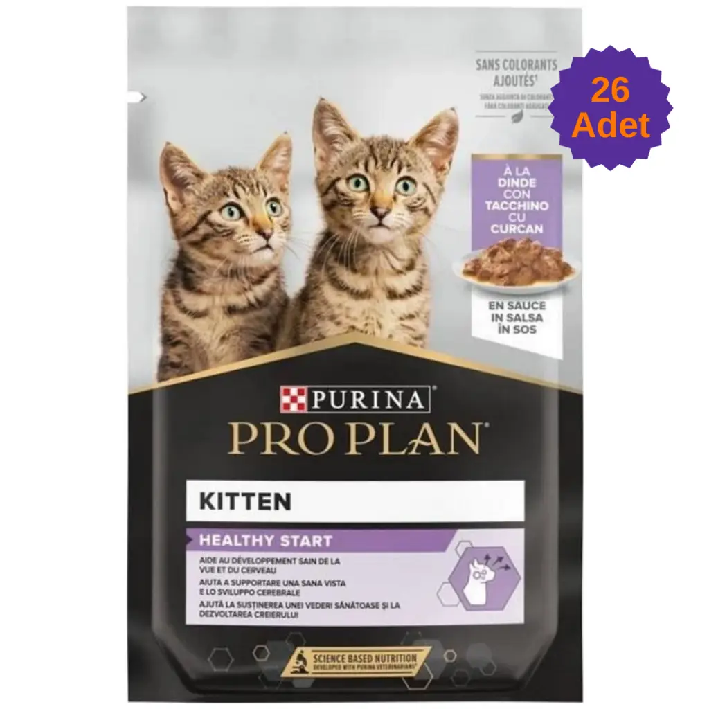 Pro Plan Kitten Sos İçinde Hindi Etli Pouch Yavru Kedi Yaş Maması 26x85 Gr