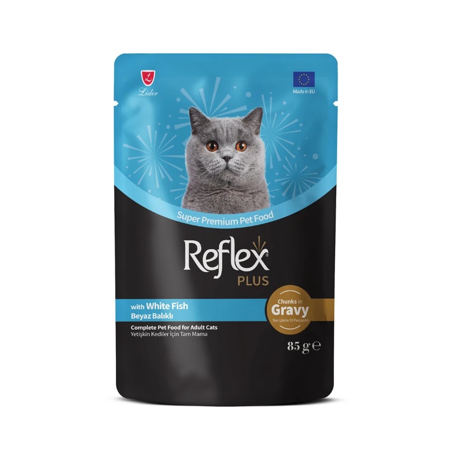 REFLEX PLUS BEYAZ BALIKLI YETİŞKİN KEDİ MAMASI 85 GR