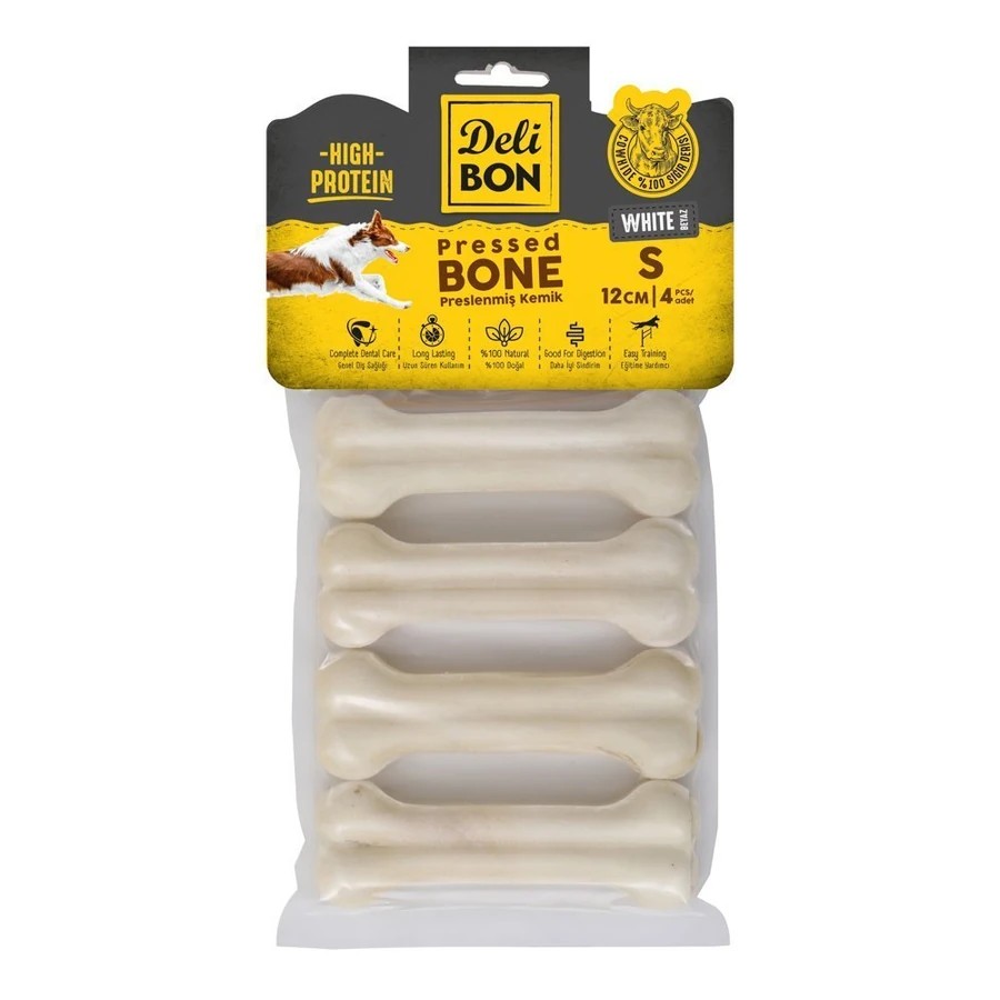 DERİ PRES KEMİK 12CM S BOY 4LÜ PAKET BEYAZ BEYAZ 12CMX4AD.