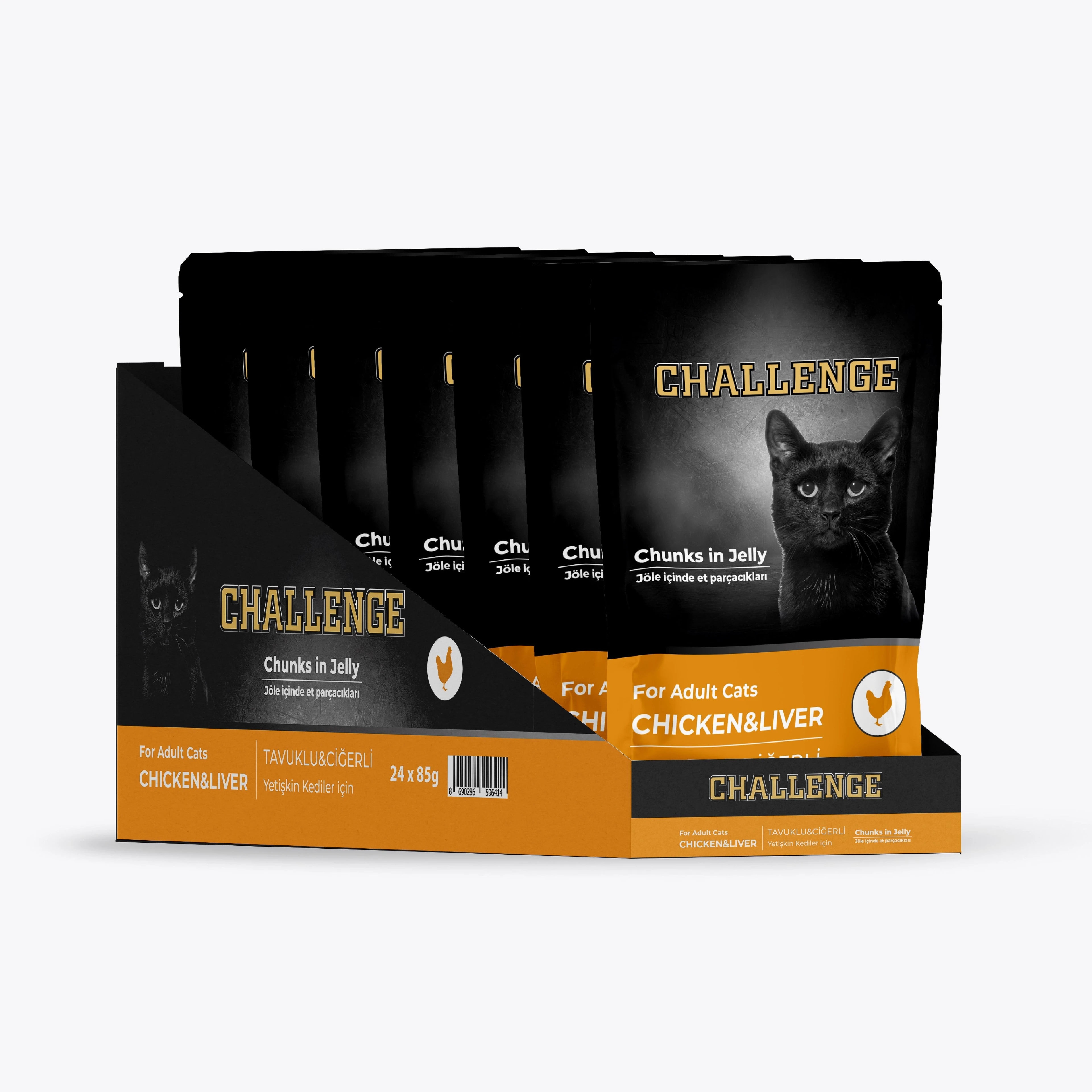 Challenge Pouch Challenge Tavuklu Ciğerli Yetişkin Kedi Yaş Mama 85 Gr x 24 Adet