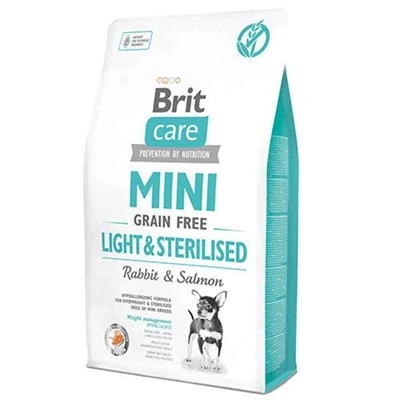 BRİT CARE TAHILSIZ MİNİ LİGHT STERİLLİSED TAVŞANLI KÖPEK MAMASI 2 KG