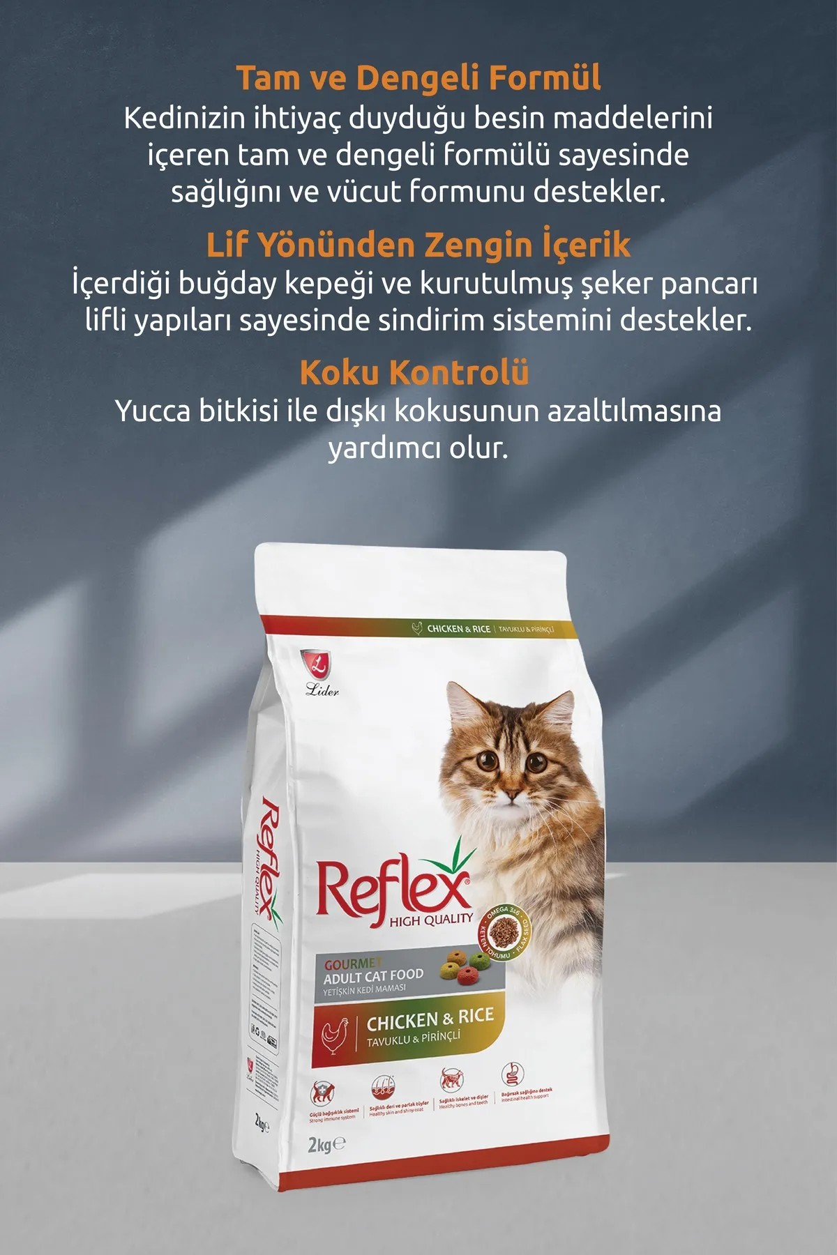 REFLEX MULTİ COLOR RENKLİ TANELİ TAVUKLU KURU KEDİ MAMASI 2 KG