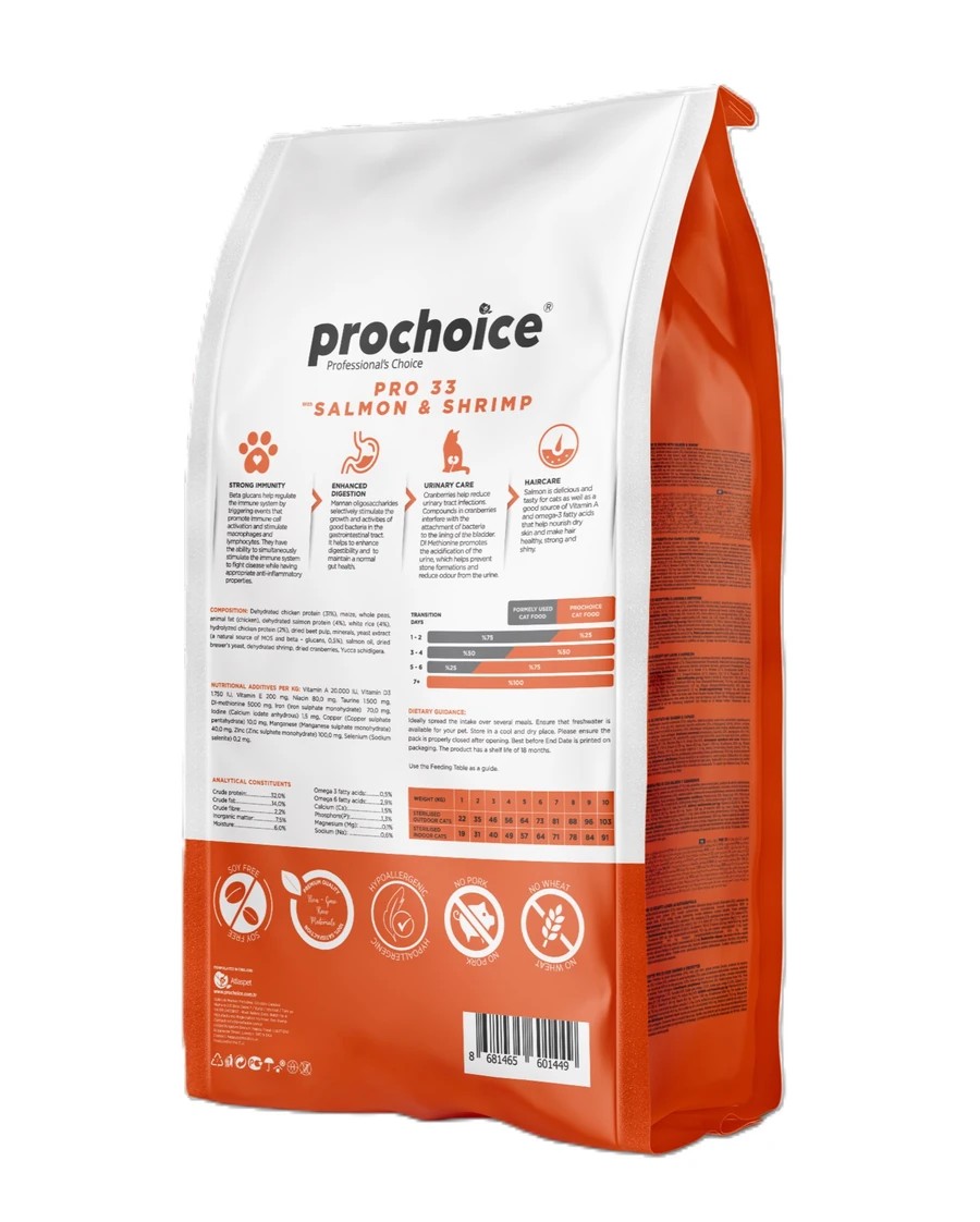 PRO CHOİCE PRO 33 STERİLİSED SOMONLU KARİDESLİ KEDİ MAMASI 2 KG