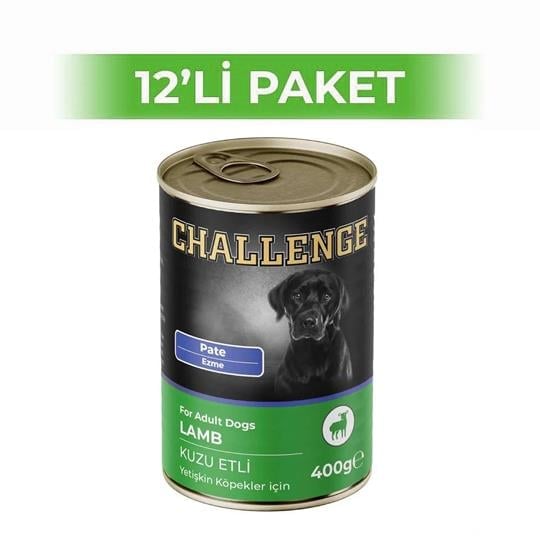 Challenge Pate Kuzu Etli Yetişkin Konserve Köpek Maması 400 Gr x 12 Adet