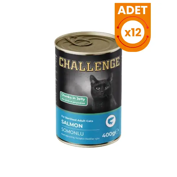 Challenge Somonlu Kısırlaştırılmış Konserve Kedi Maması 400 Gr x 12 Adet