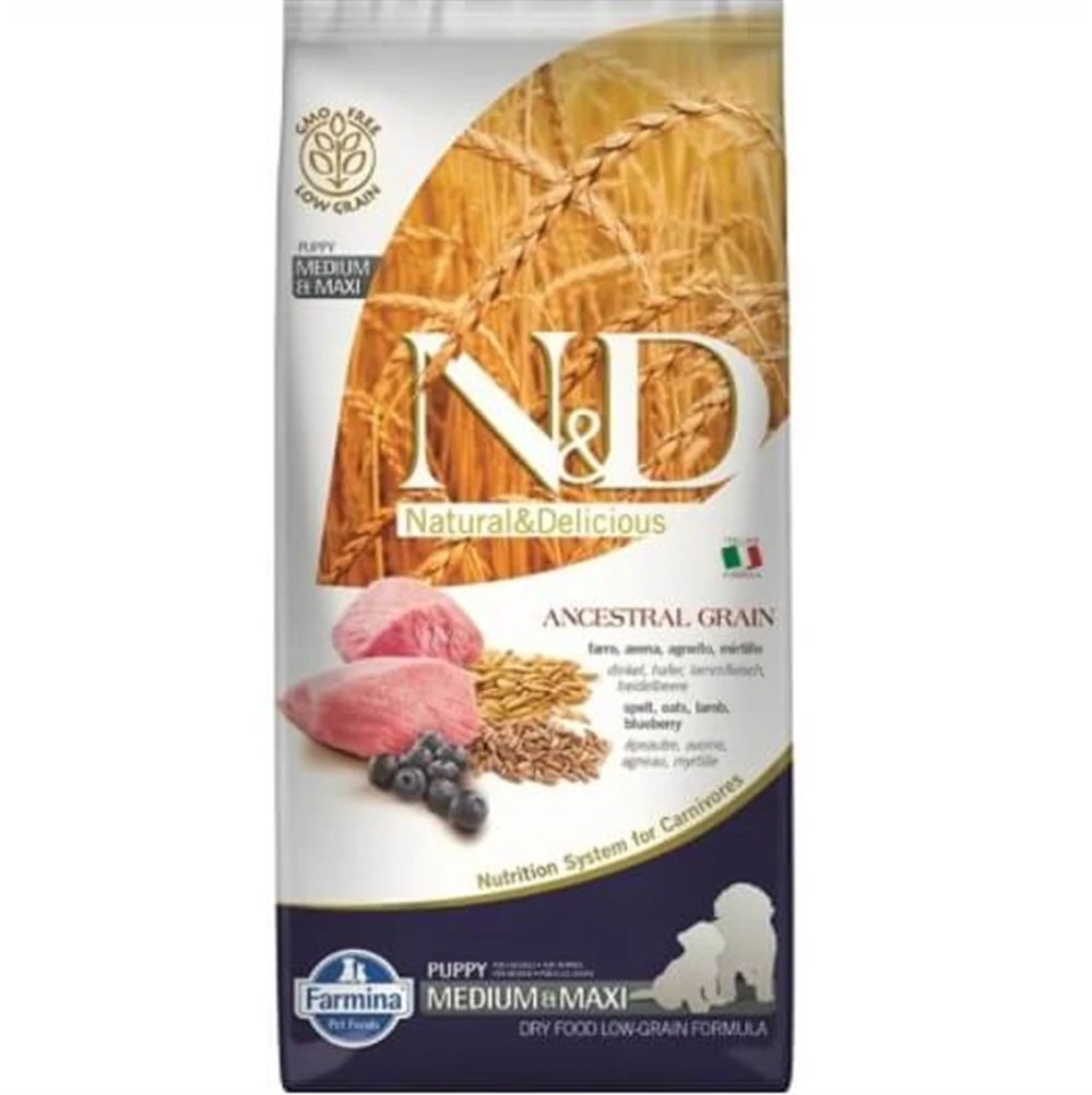 N&D DÜŞÜK TAHILLI KUZULU MEDİUM MAXİ YAVRU KÖPEK MAMASI 12 KG